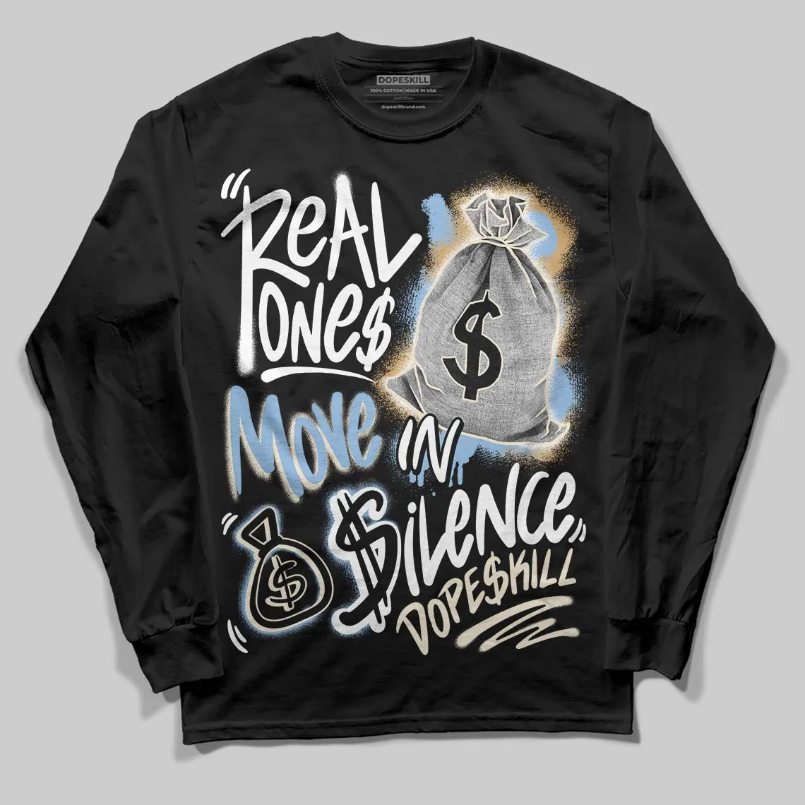 Diamond Turf 'Must Be the Money' DopeSkill Long Sleeve T-Shirt Real Ones Move In Silence Graphic sold by DopeSkill product image thumbnail 2