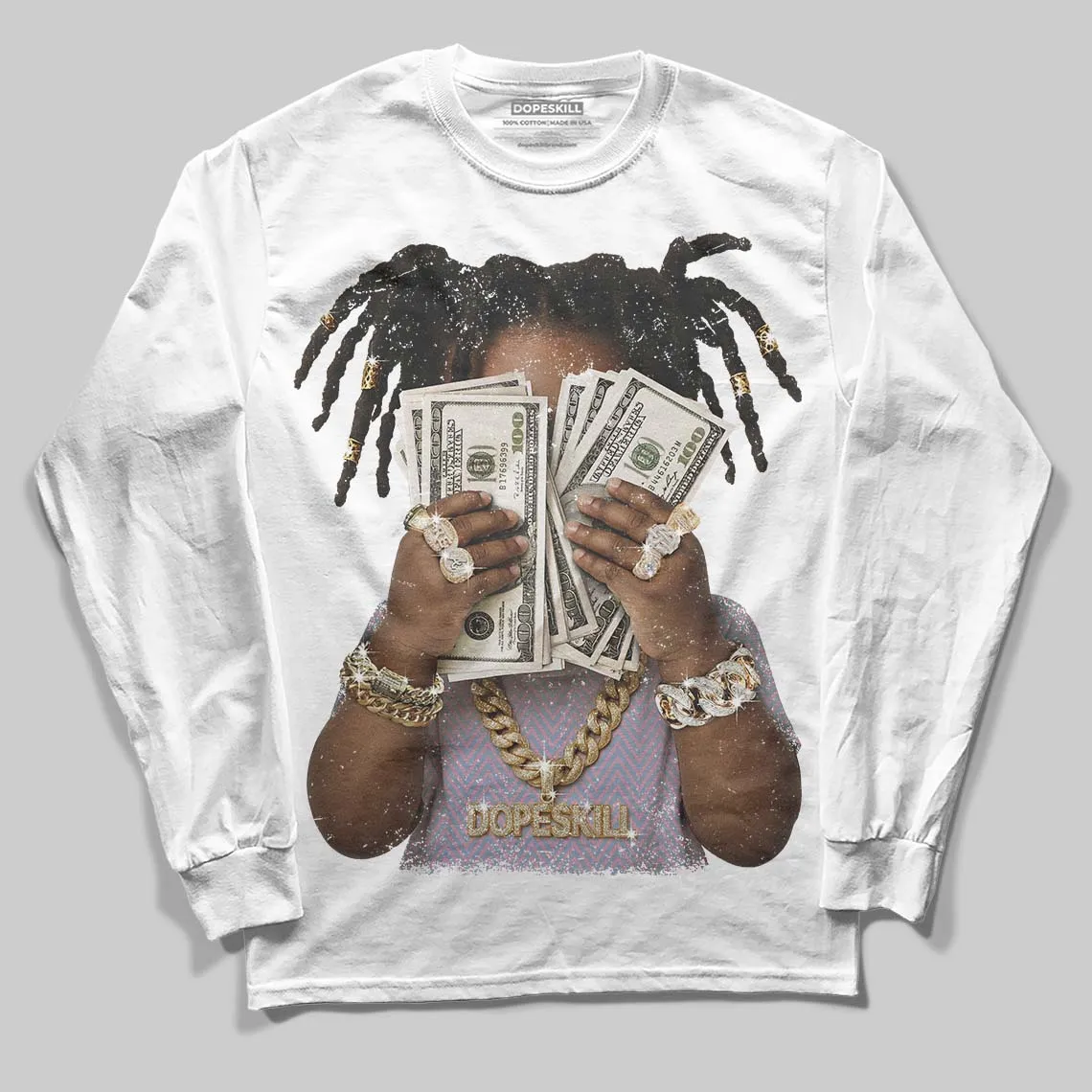 Harris Tweed x Denim Turquoise Dunk DopeSkill Long Sleeve T-Shirt Rich Youth Graphic sold by DopeSkill product image thumbnail 2