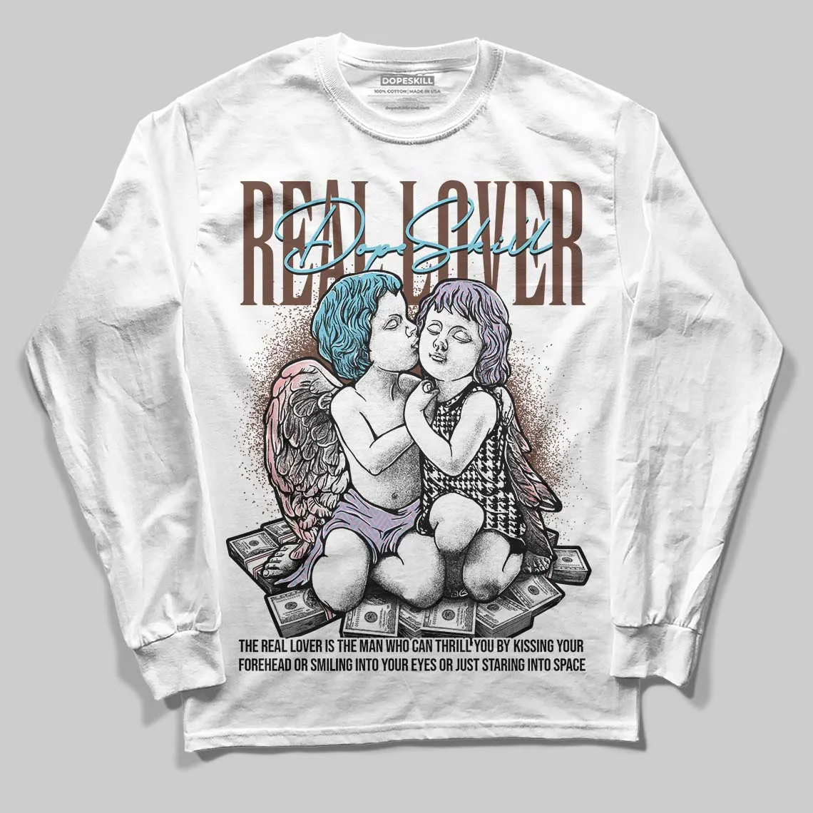 Harris Tweed x Denim Turquoise Dunk DopeSkill Long Sleeve T-Shirt Real Lover Graphic sold by DopeSkill product image thumbnail 2