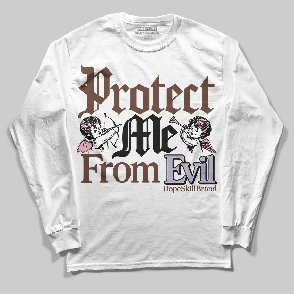 Harris Tweed x Denim Turquoise Dunk DopeSkill Long Sleeve T-Shirt Protect Me From Evil Graphic sold by DopeSkill product image thumbnail 2