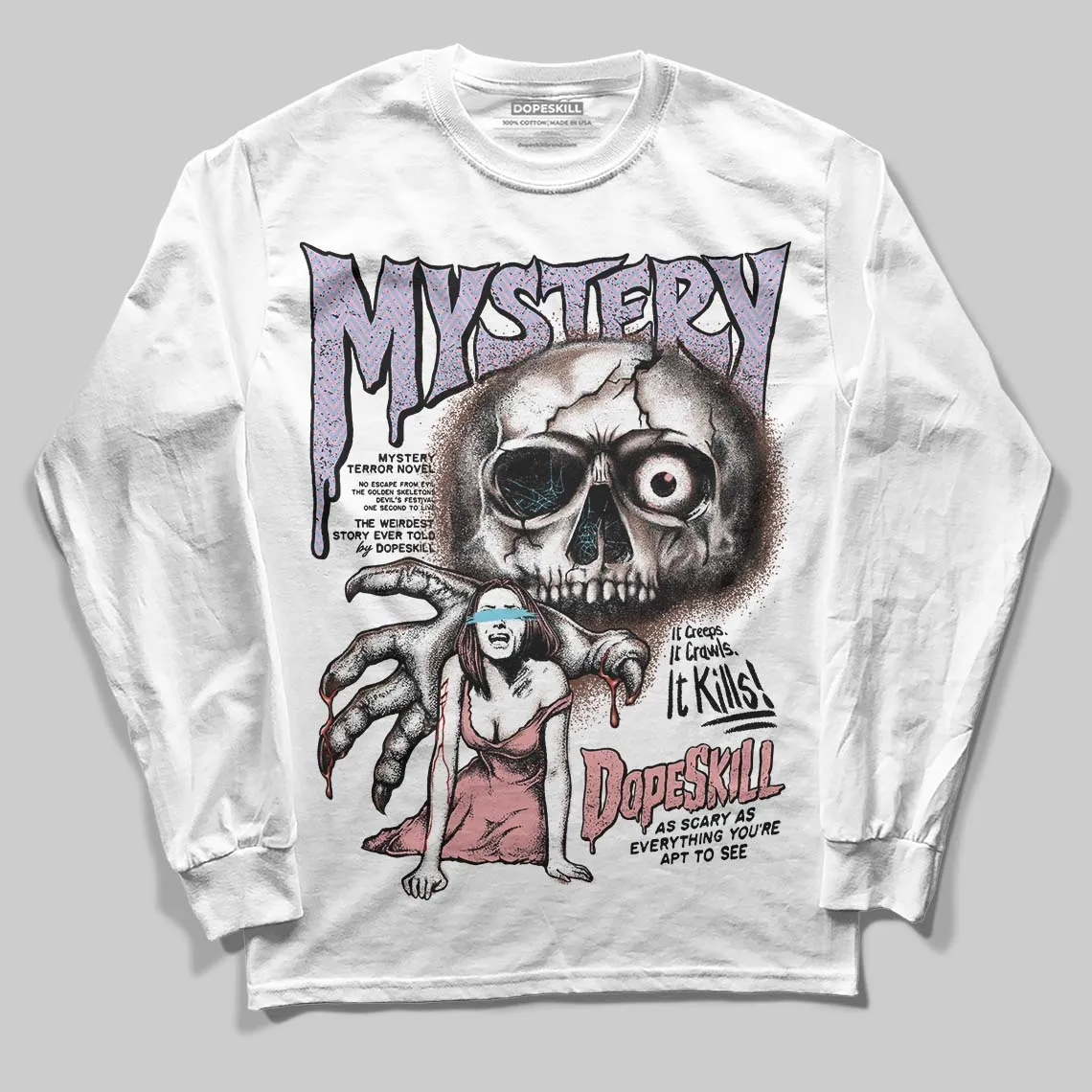 Harris Tweed x Denim Turquoise Dunk DopeSkill Long Sleeve T-Shirt Mystery Ghostly Grasp Graphic sold by DopeSkill product image thumbnail 2