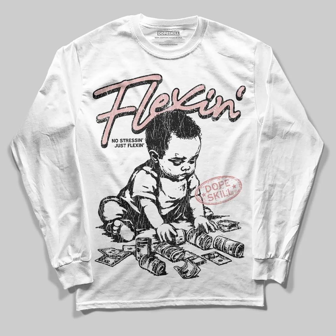 Dusty Rose 40s DopeSkill Long Sleeve T-Shirt Flexin' Graphic sold by DopeSkill