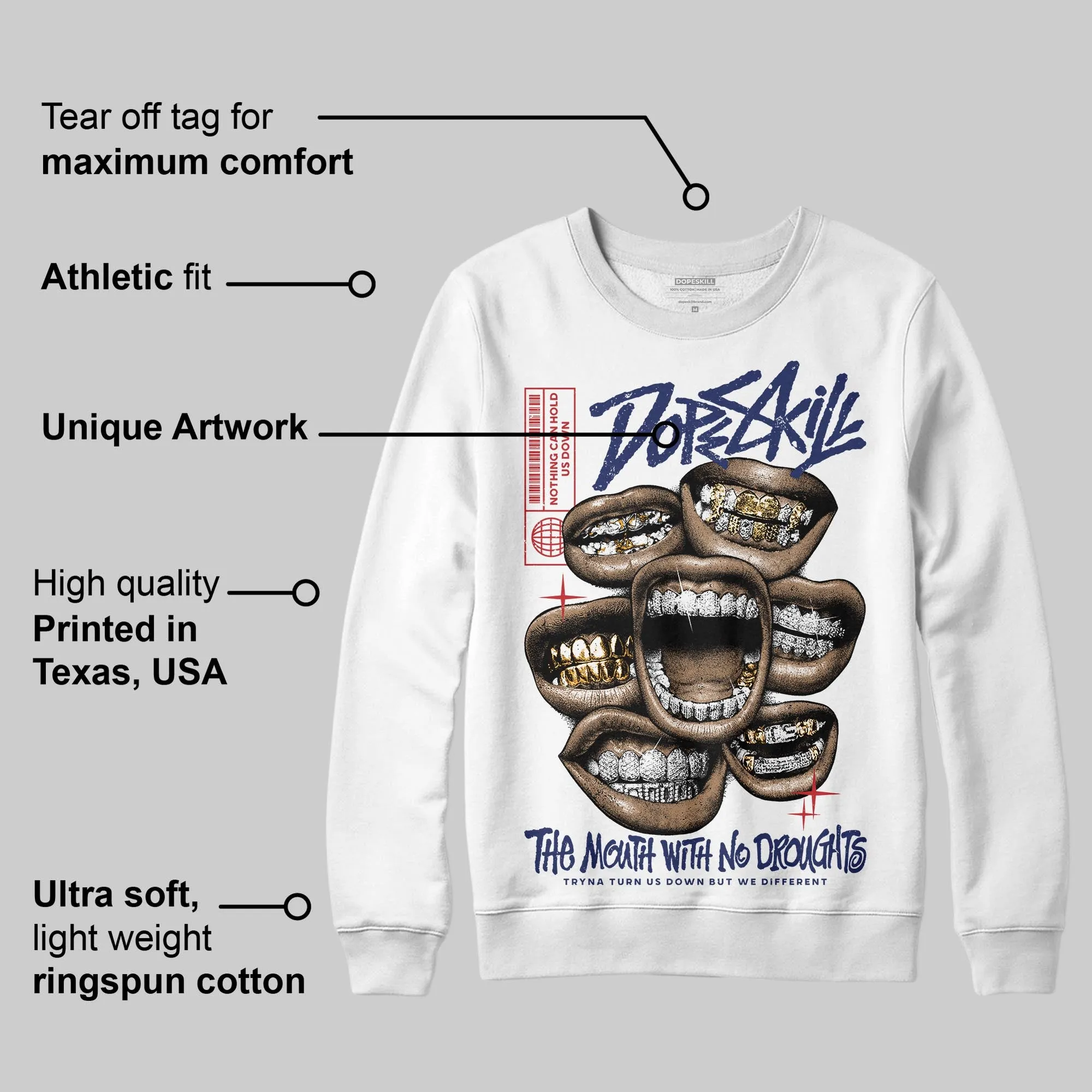 Rare Air 11s DopeSkill Sweatshirt The Mouth With No Droughts Graphic sold by DopeSkill product image thumbnail 2