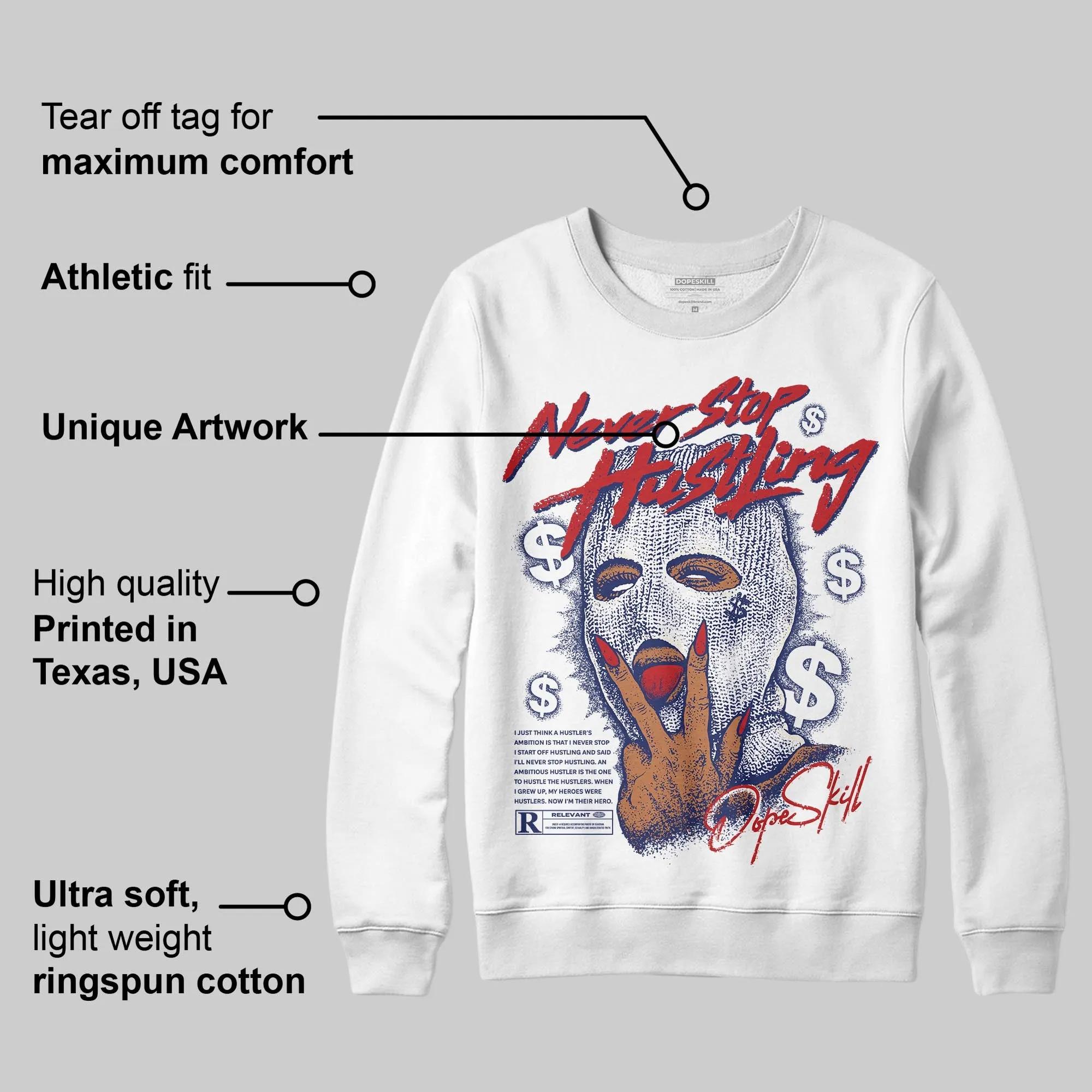 Rare Air 11s DopeSkill Sweatshirt Never Stop Hustling Graphic sold by DopeSkill product image thumbnail 2