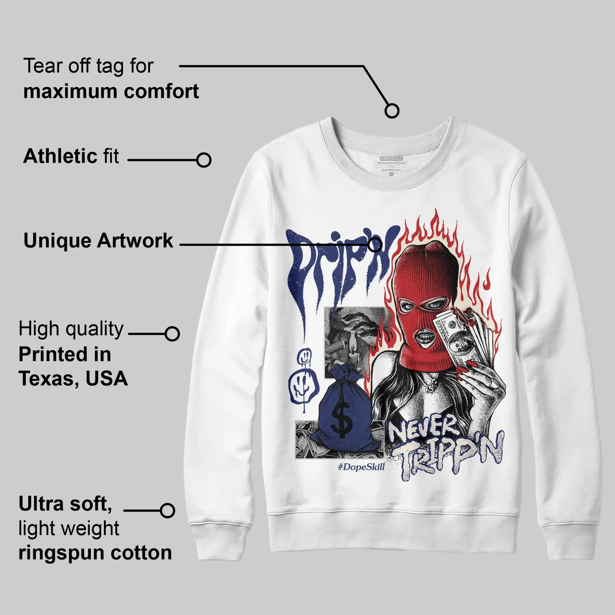 Rare Air 11s DopeSkill Sweatshirt Drip'n Never Tripp'n Graphic sold by DopeSkill product image thumbnail 2
