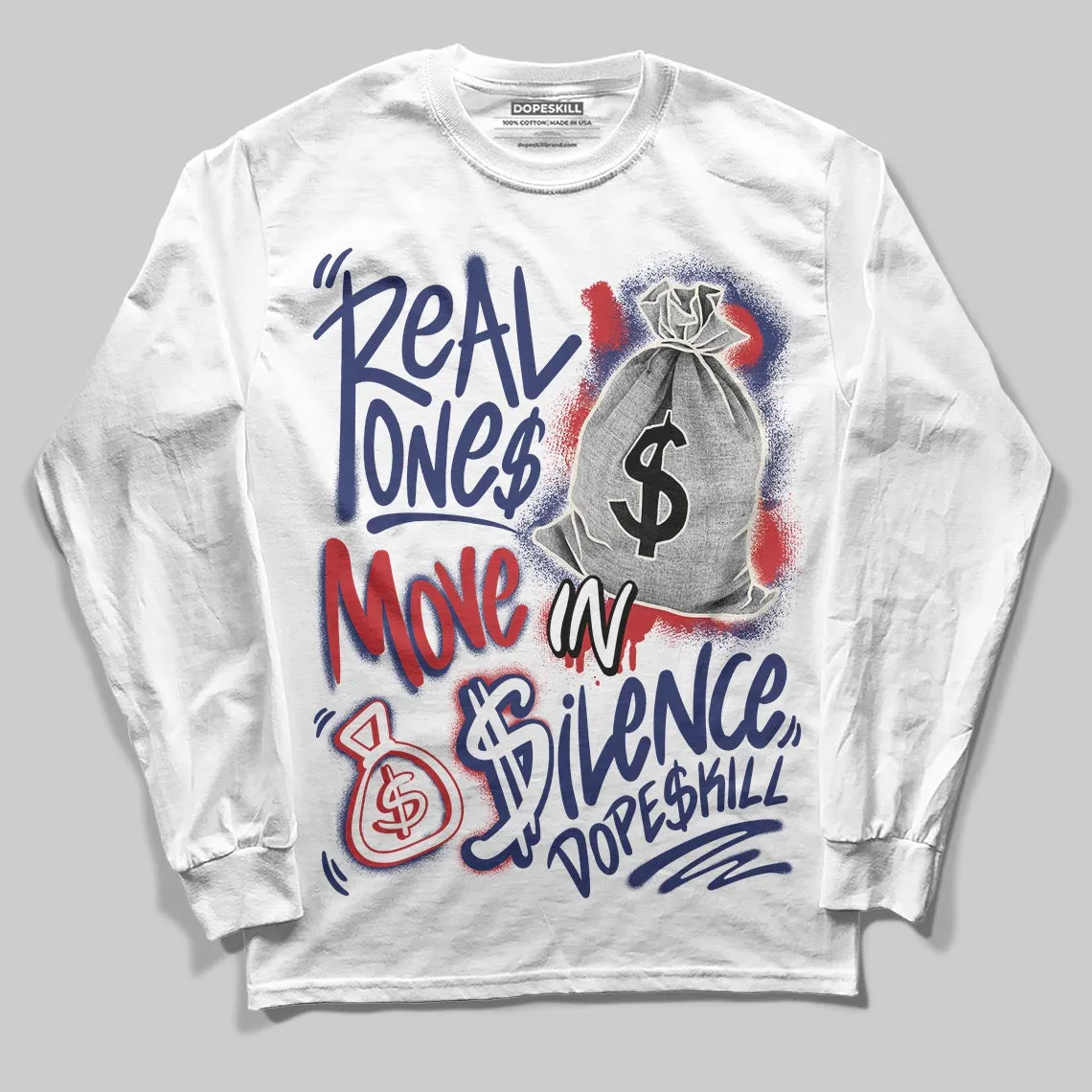 Rare Air 11s DopeSkill Long Sleeve T-Shirt Real Ones Move In Silence Graphic sold by DopeSkill