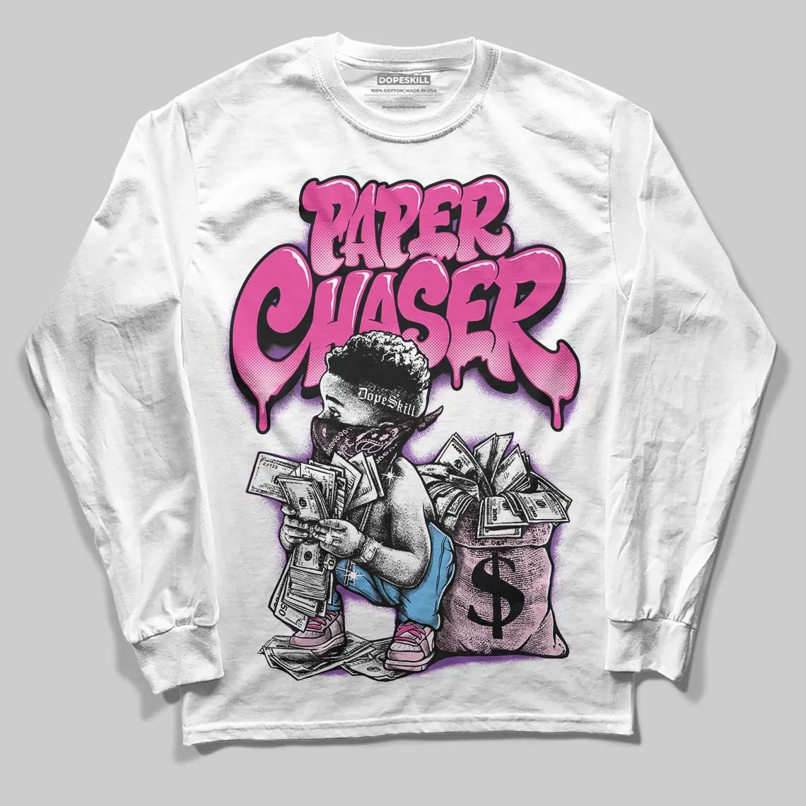 Pink Collection DopeSkill Long Sleeve T-Shirt Paper Chaser Boy Graphic sold by DopeSkill