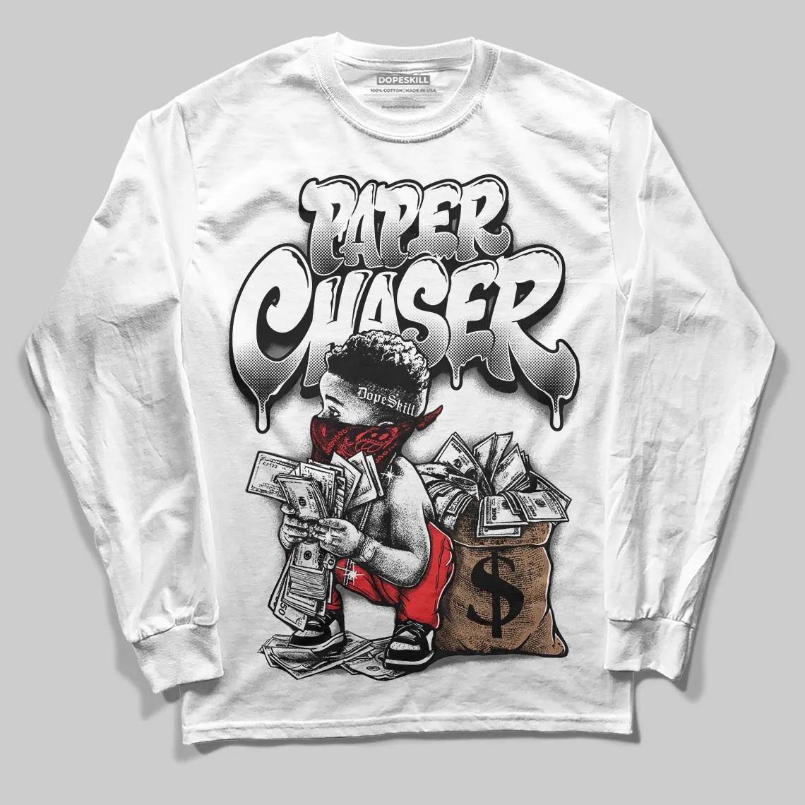 Black and White Collection DopeSkill Long Sleeve T-Shirt Paper Chaser Boy Graphic sold by DopeSkill product image thumbnail 2