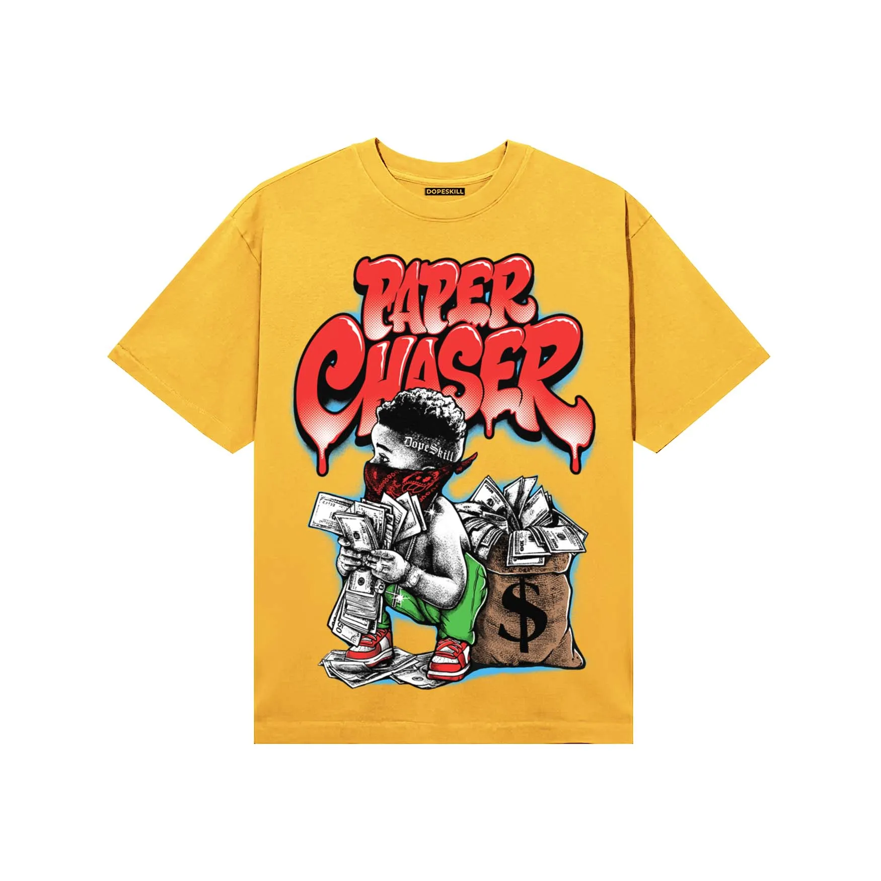 Yellow 'Paper Chaser Boy' DopeSkill Graphic T-Shirt sold by DopeSkill product image thumbnail 3