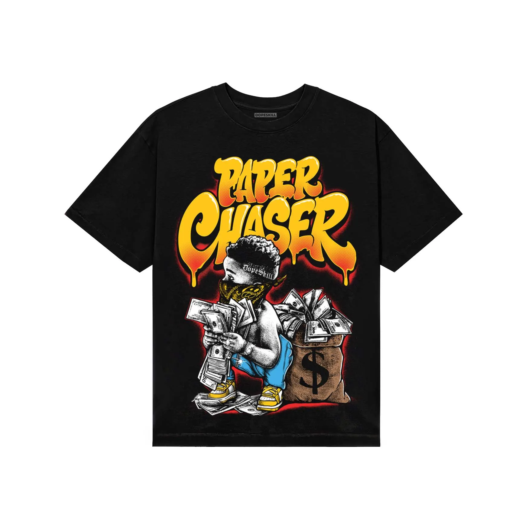 Yellow 'Paper Chaser Boy' DopeSkill Graphic T-Shirt sold by DopeSkill