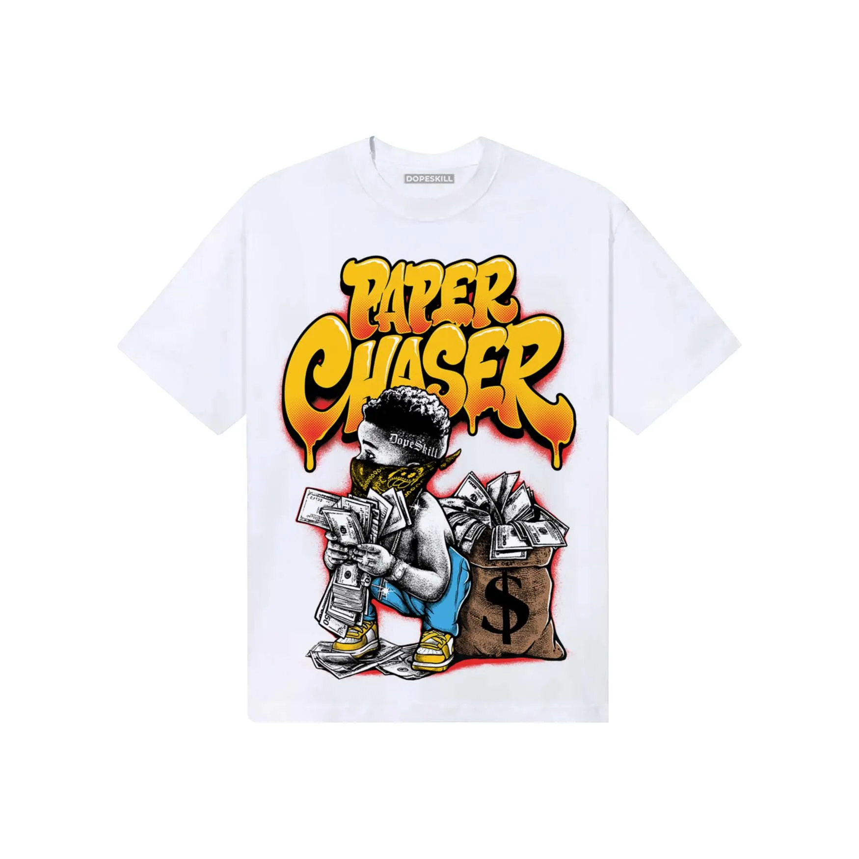 Yellow 'Paper Chaser Boy' DopeSkill Graphic T-Shirt sold by DopeSkill product image thumbnail 2