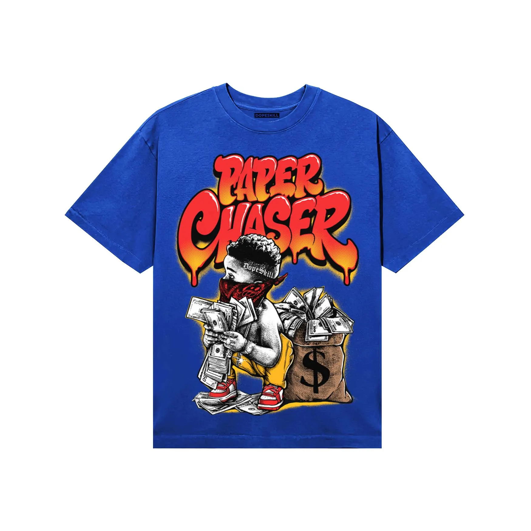 Royal Blue 'Paper Chaser Boy' DopeSkill Graphic T-Shirt sold by DopeSkill product image thumbnail 3