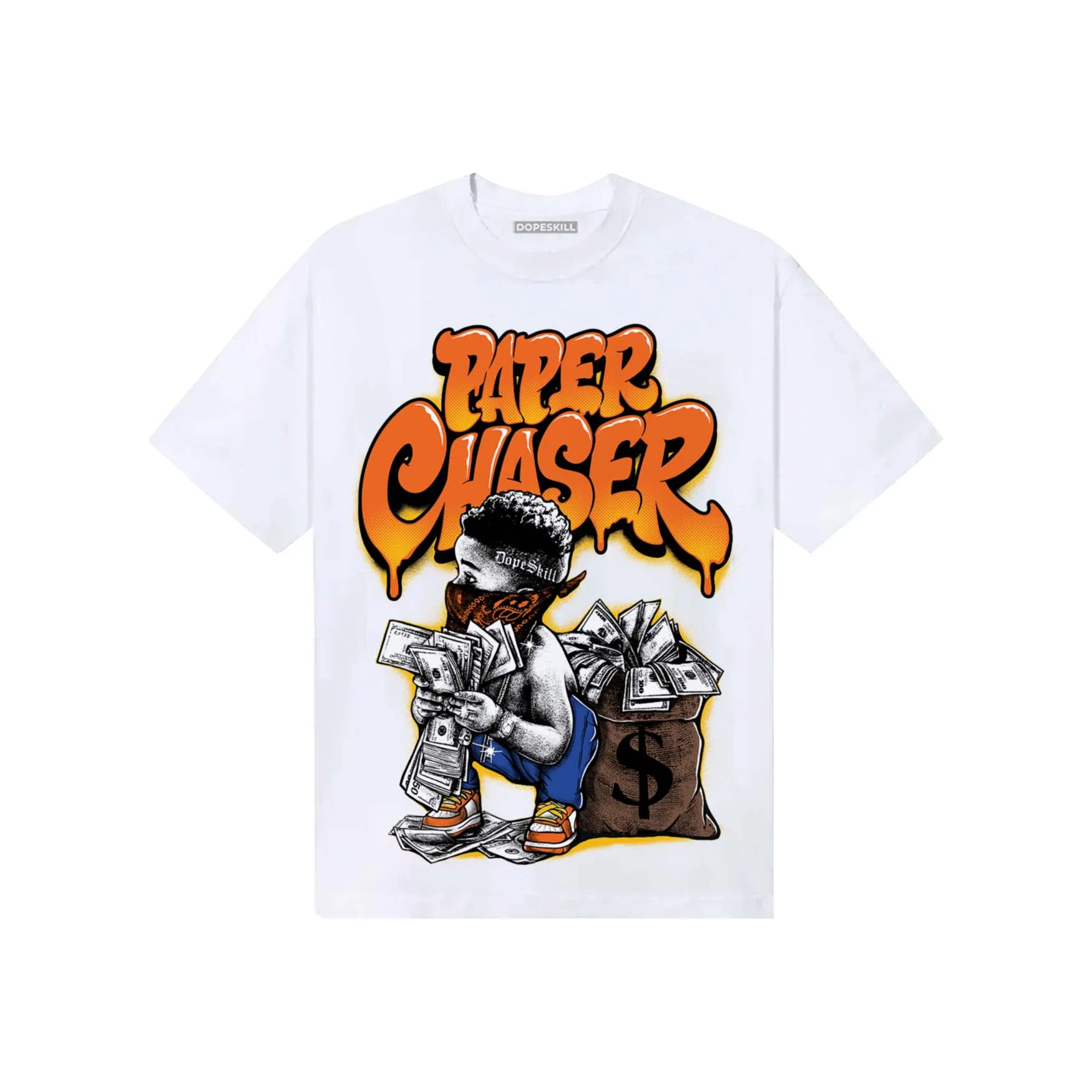 Orange Black White DopeSkill T-Shirt Paper Chaser Boy Graphic sold by DopeSkill