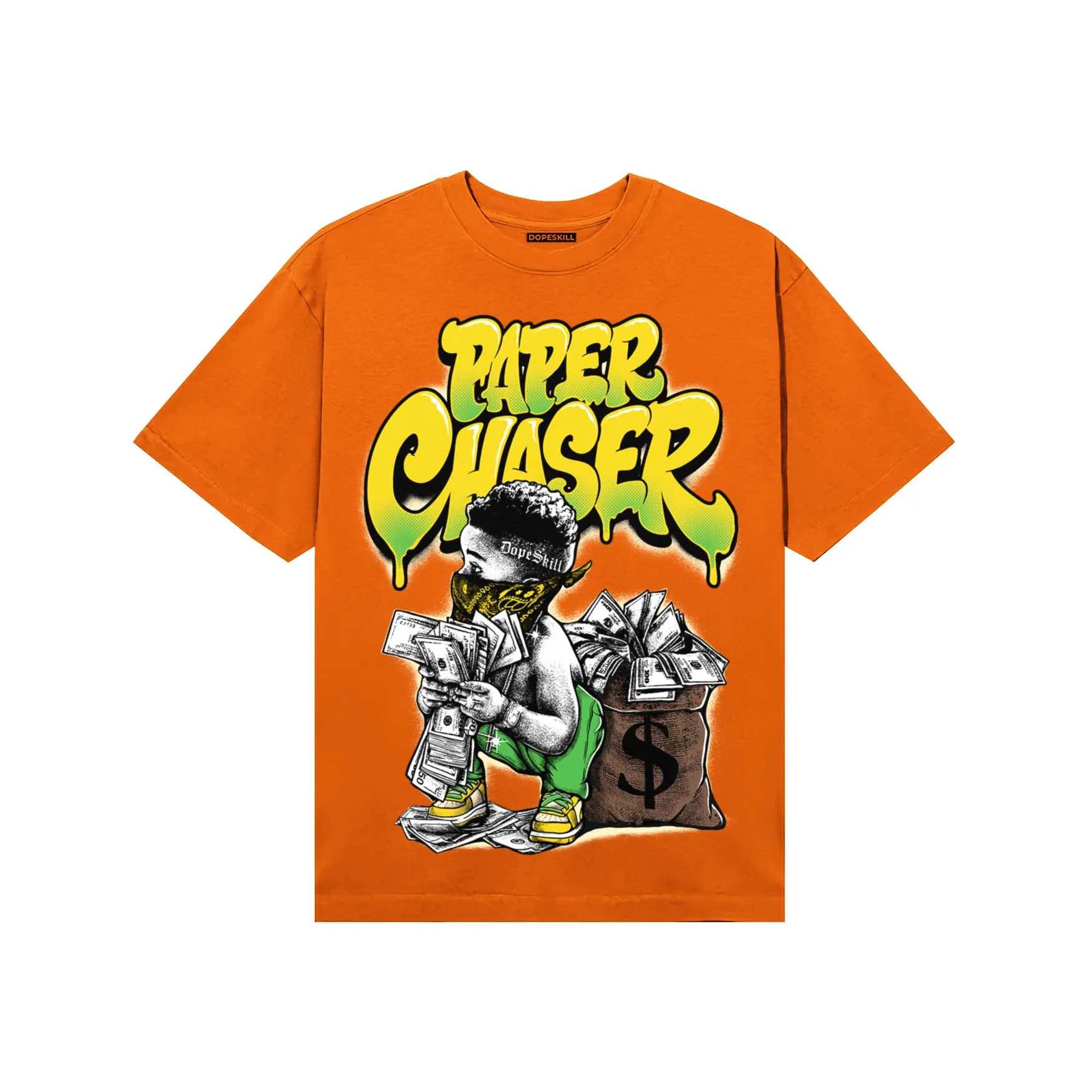 Orange Black White DopeSkill T-Shirt Paper Chaser Boy Graphic sold by DopeSkill product image thumbnail 3