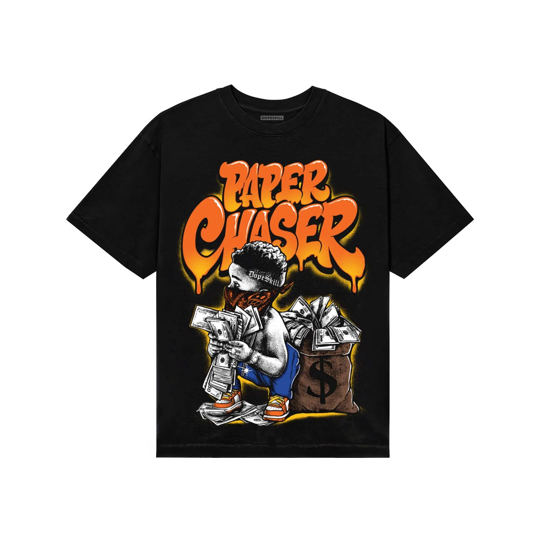 Orange Black White DopeSkill T-Shirt Paper Chaser Boy Graphic sold by DopeSkill product image thumbnail 2
