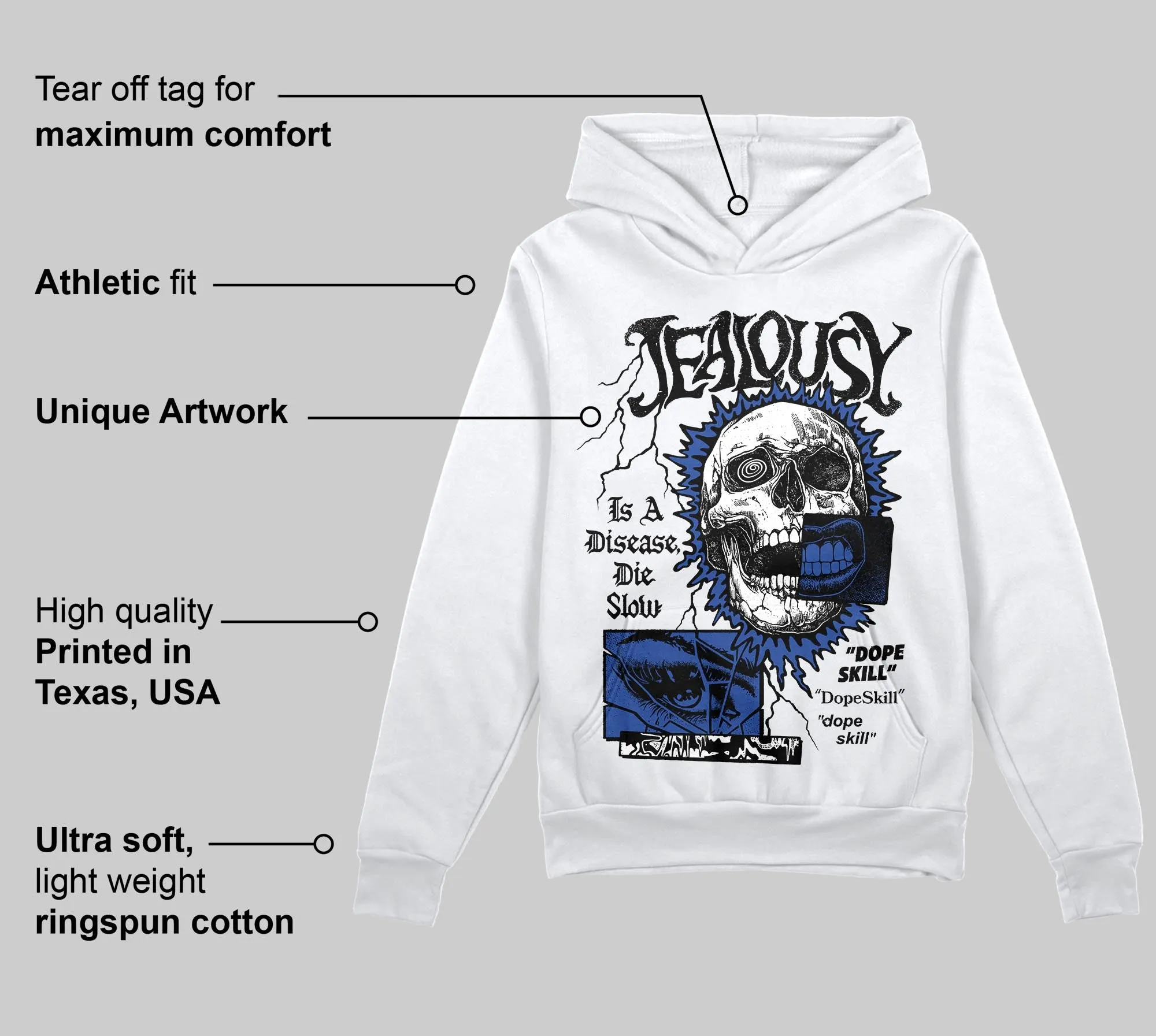 Royal Blue 'Jealousy' DopeSkill Graphic Hoodie sold by DopeSkill product image thumbnail 3
