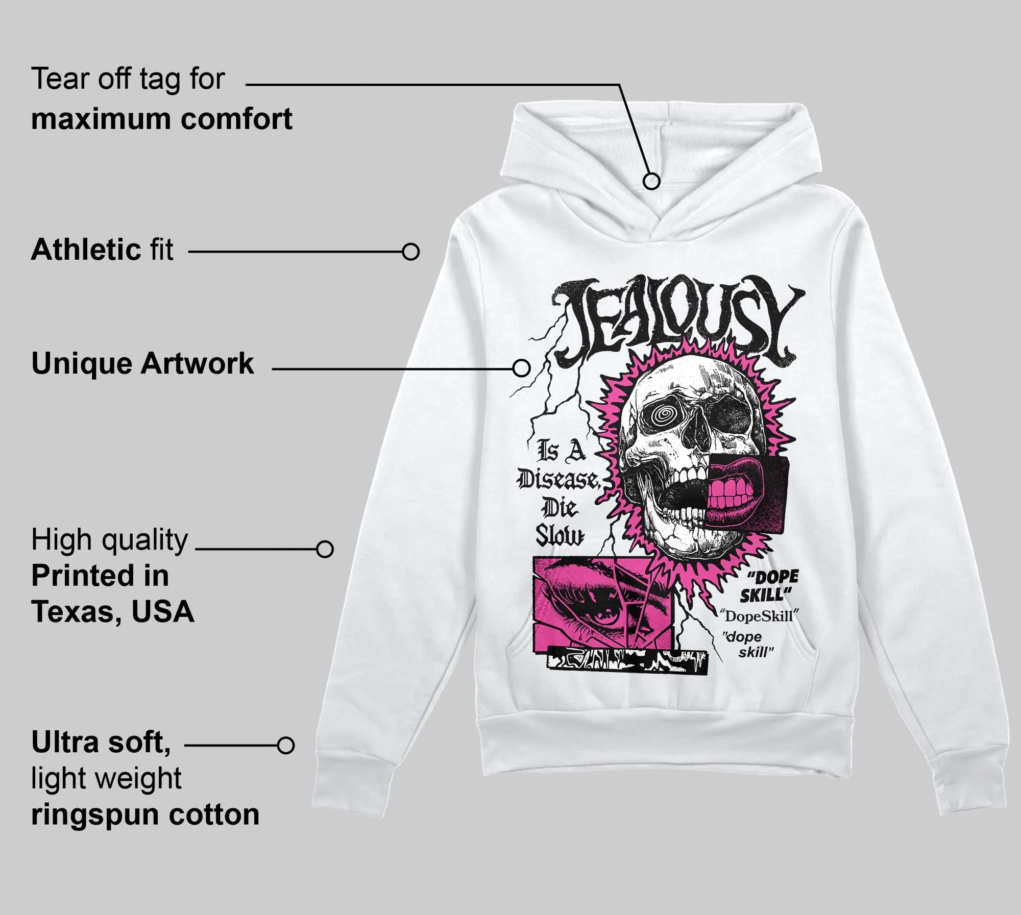 Pink 'Jealousy' DopeSkill Graphic Hoodie sold by DopeSkill product image thumbnail 3