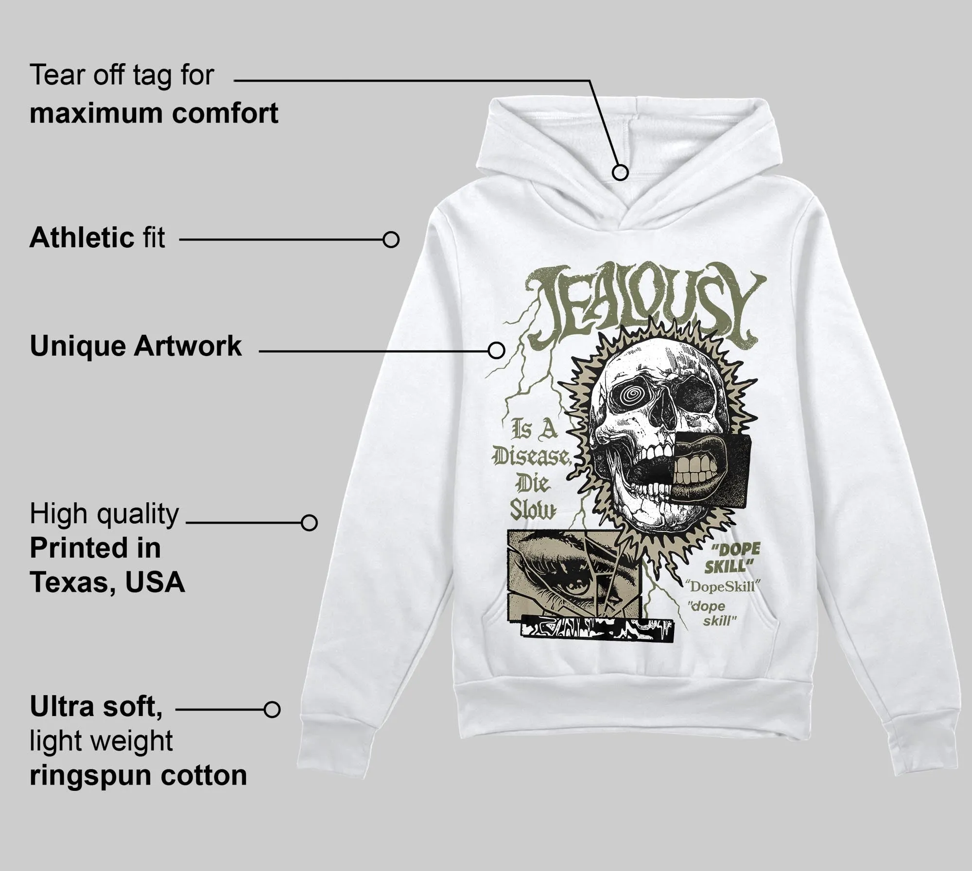 Olive Collection DopeSkill Hoodie Sweatshirt Jealousy Graphic sold by DopeSkill product image thumbnail 3