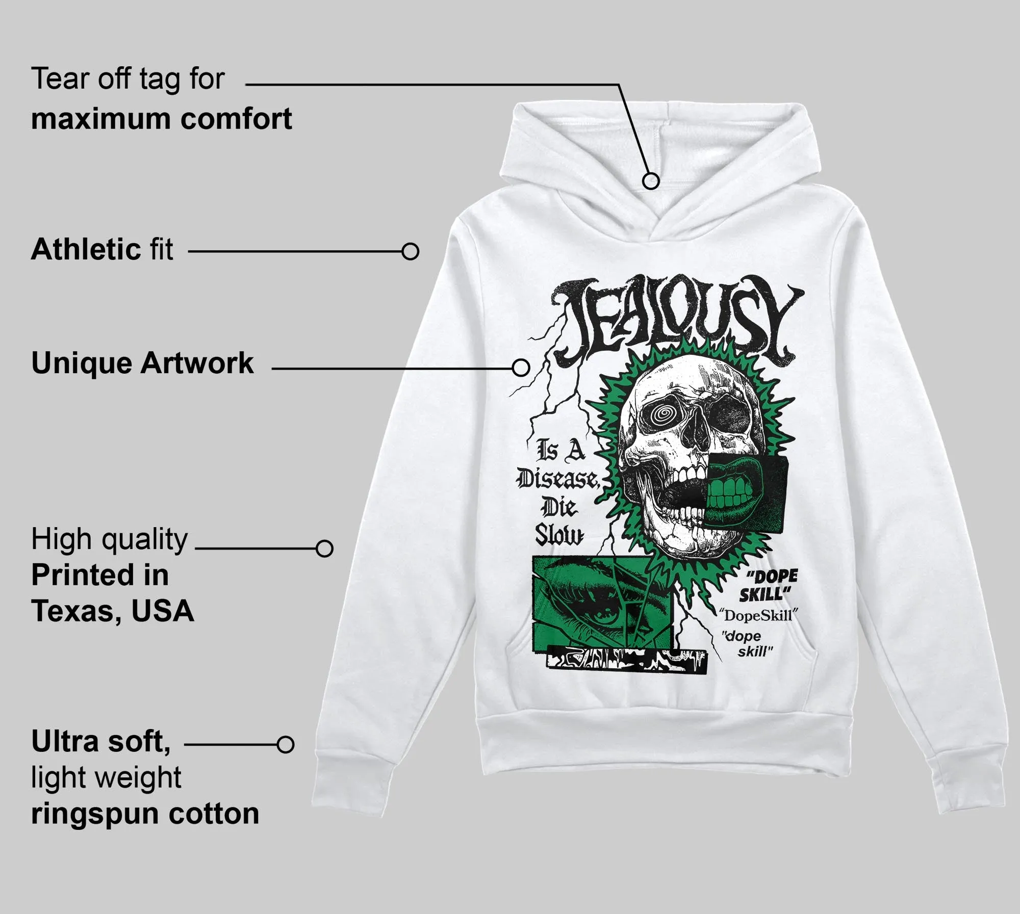 Green 'Jealousy' DopeSkill Graphic Hoodie sold by DopeSkill product image thumbnail 3