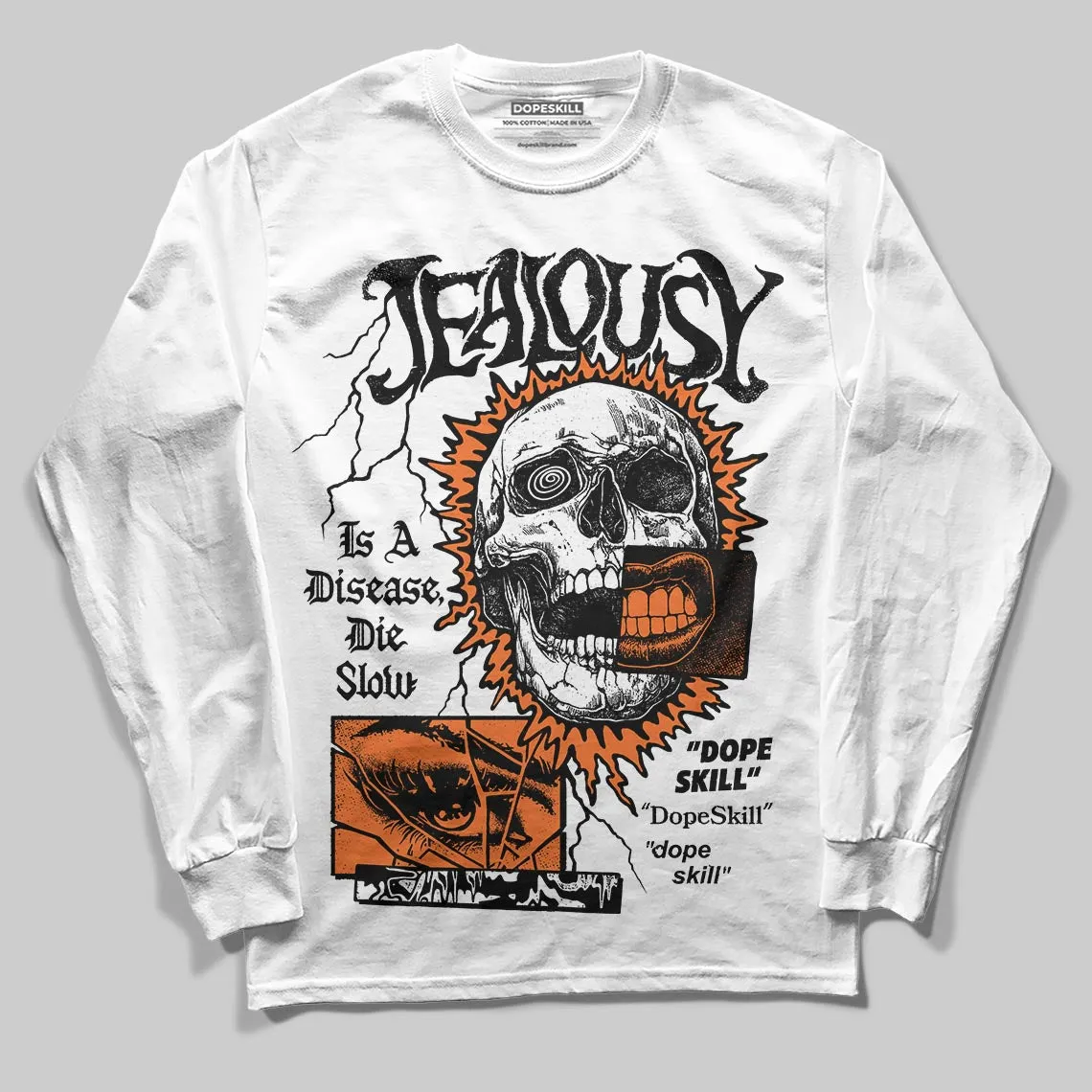Orange 'Jealousy' DopeSkill Graphic Long Sleeve T-Shirt sold by DopeSkill