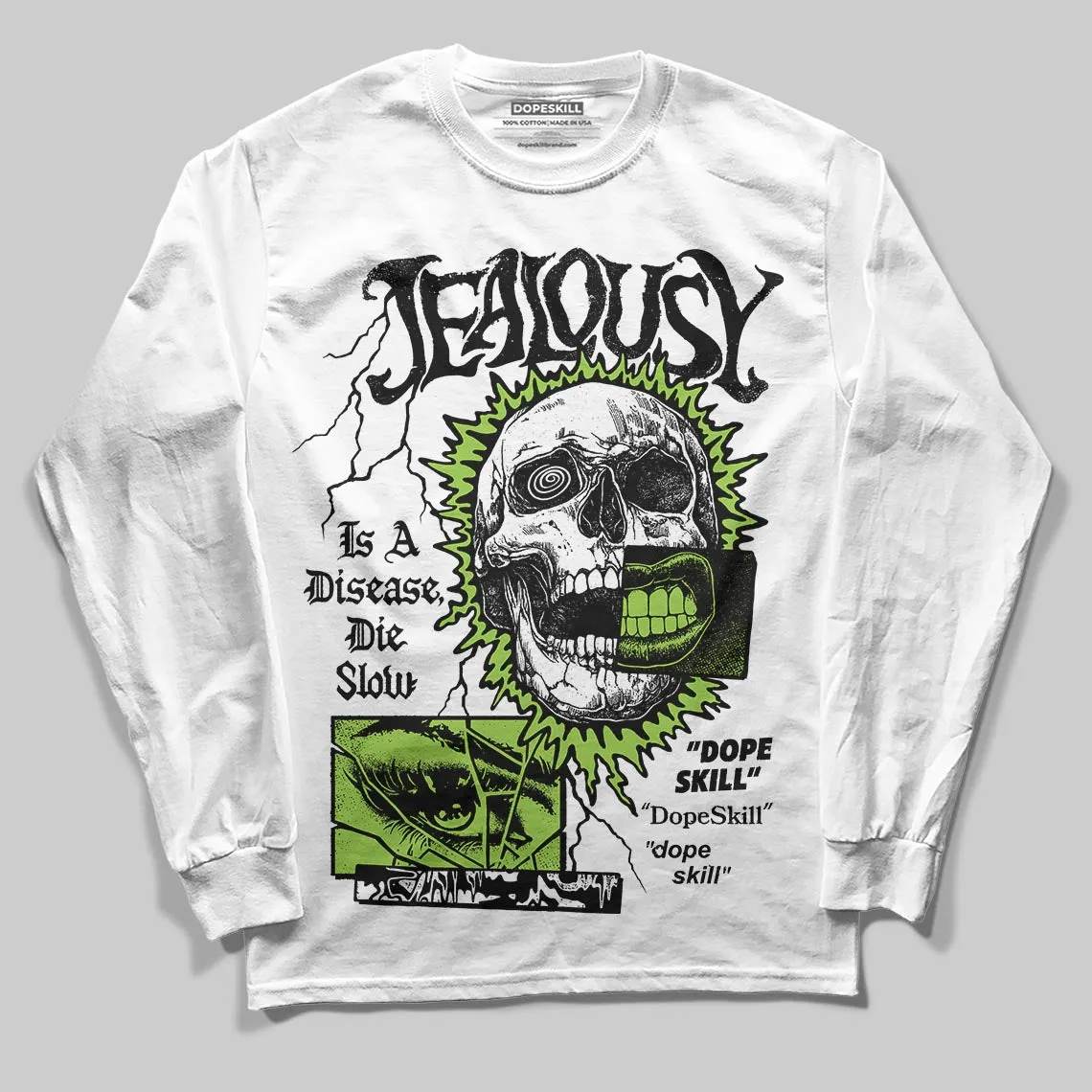 Neon Green 'Jealousy' DopeSkill Graphic Long Sleeve T-Shirt sold by DopeSkill product image thumbnail 2