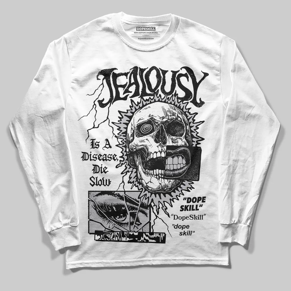 Grey 'Jealousy' DopeSkill Graphic Long Sleeve T-Shirt sold by DopeSkill