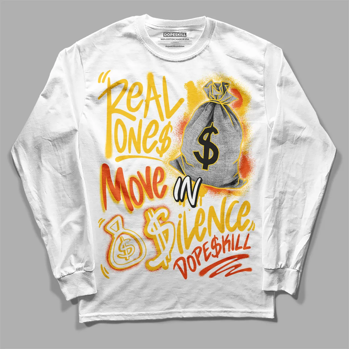 Yellow Collection DopeSkill Long Sleeve T-Shirt Real Ones Move In Silence Graphic sold by DopeSkill product image thumbnail 2