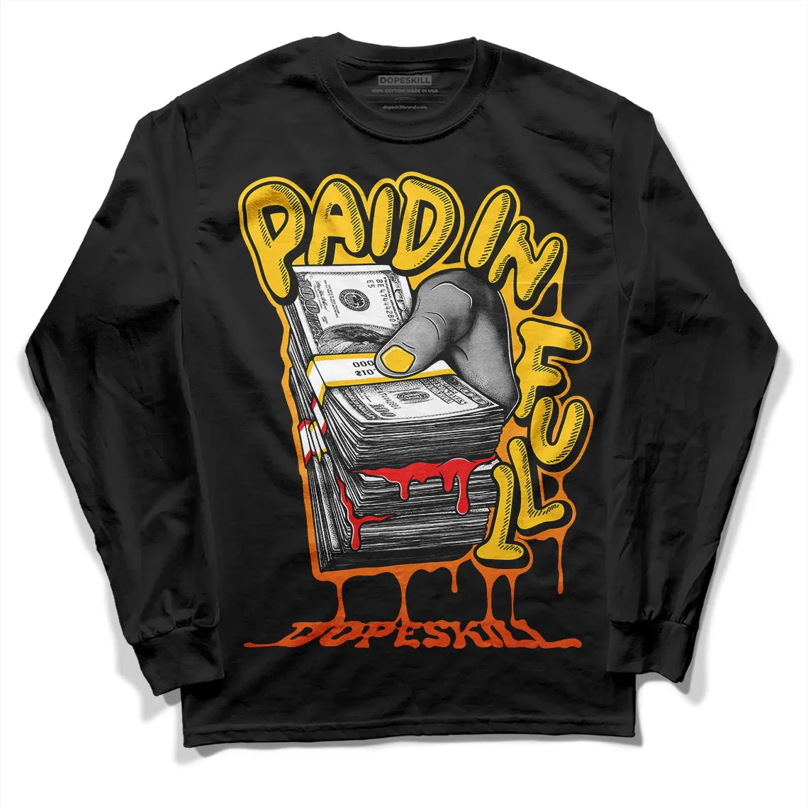 Yellow Collection DopeSkill Long Sleeve T-Shirt Paid In Full Graphic sold by DopeSkill