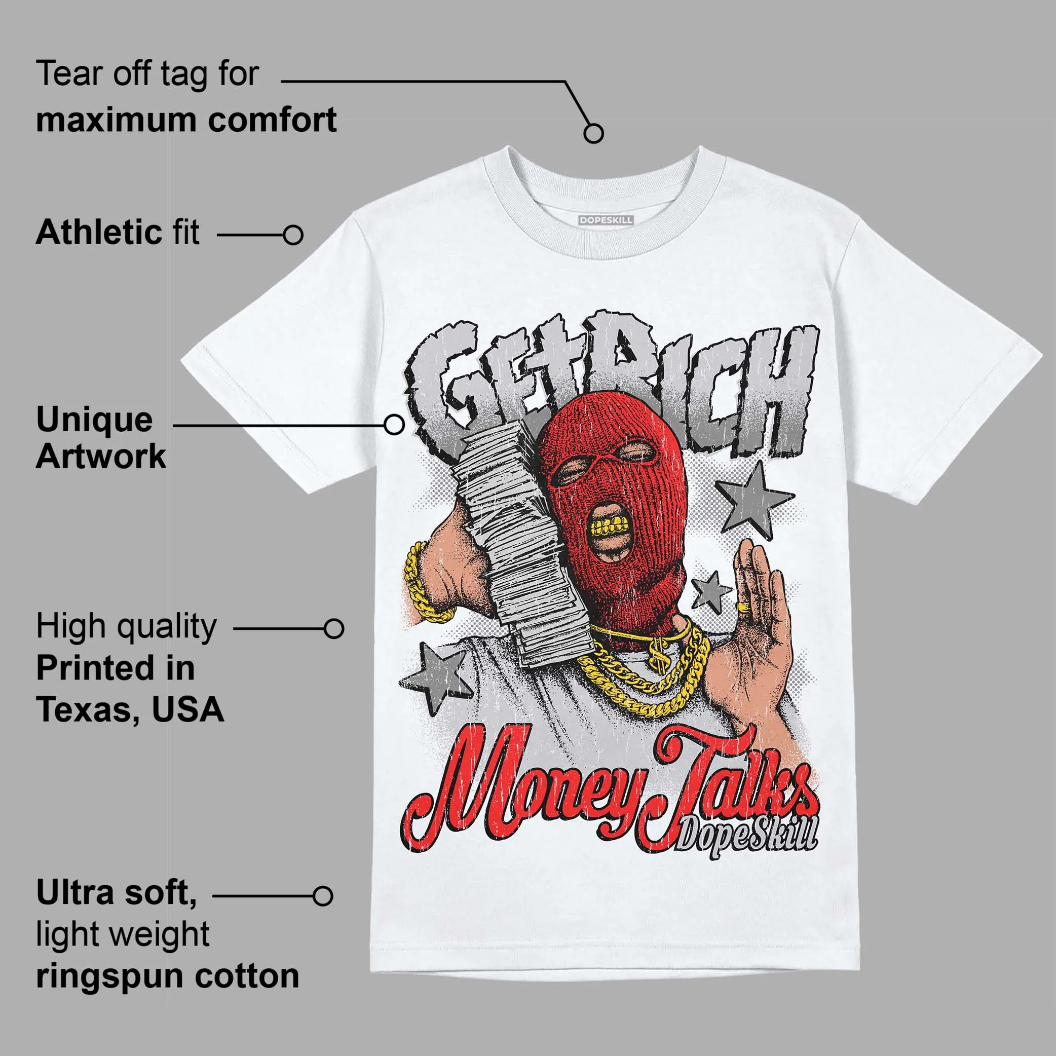 Grey Collection DopeSkill T-Shirt Get Rich Graphic sold by DopeSkill product image thumbnail 3