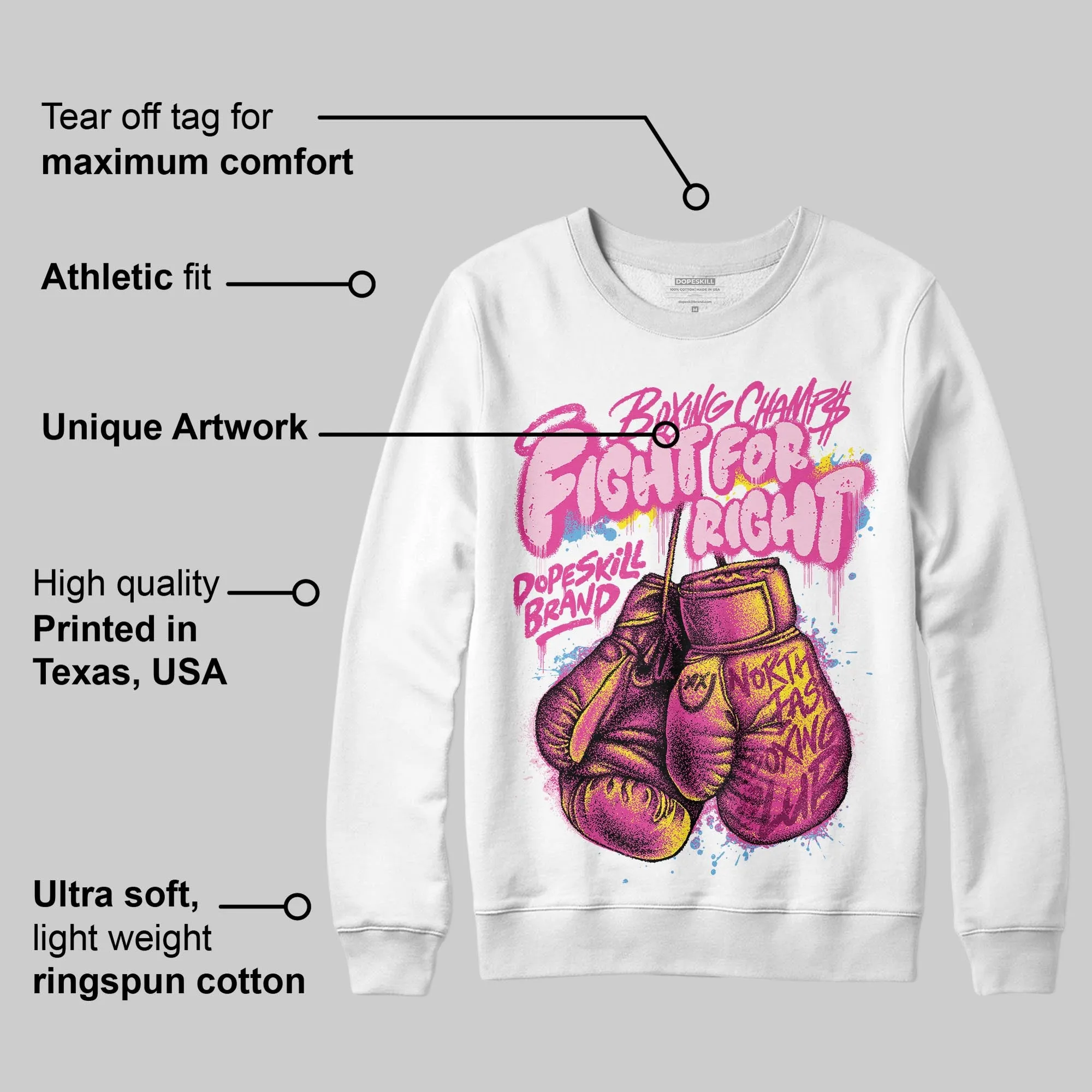 Pink Collection DopeSkill Sweatshirt Fight For Right Graphic sold by DopeSkill product image thumbnail 3
