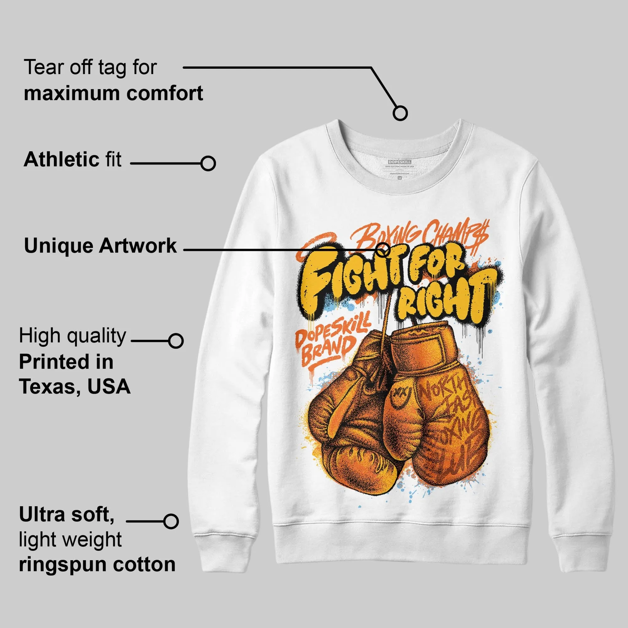 Orange Black White DopeSkill Sweatshirt Fight For Right Graphic sold by DopeSkill product image thumbnail 3