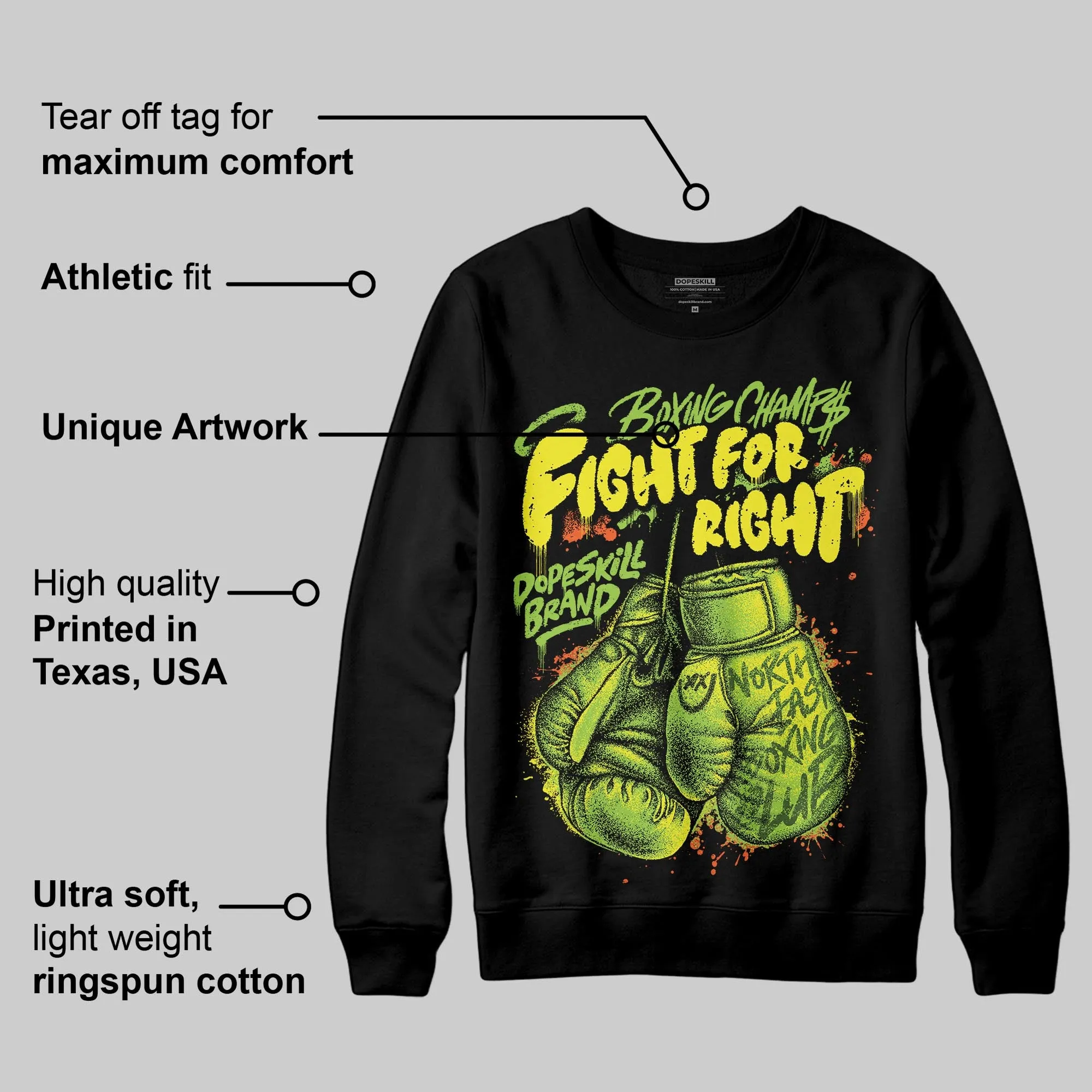 Neon Green Collection DopeSkill Sweatshirt Fight For Right Graphic sold by DopeSkill product image thumbnail 3