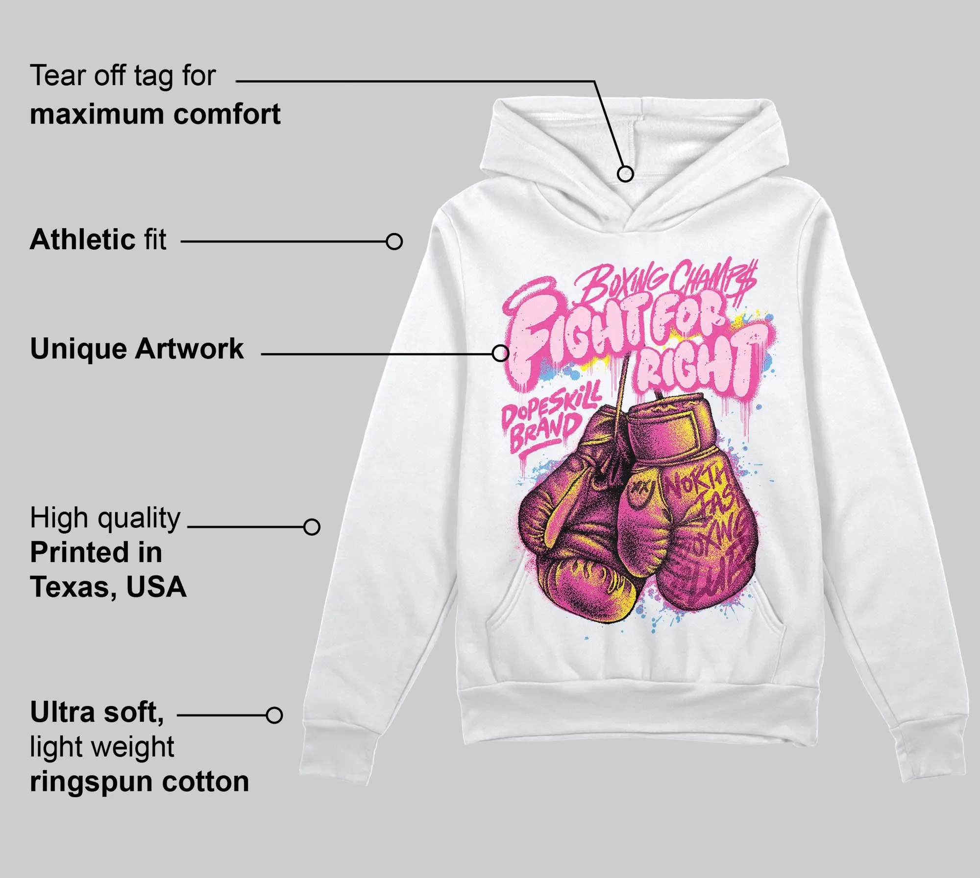Pink Collection DopeSkill Hoodie Sweatshirt Fight For Right Graphic sold by DopeSkill product image thumbnail 3