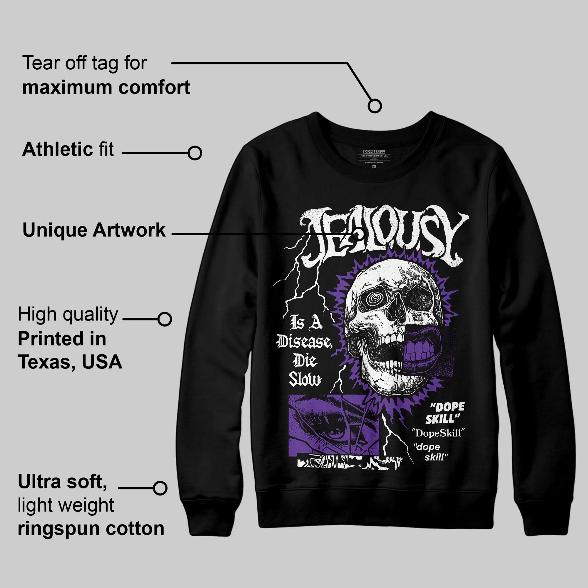 PURPLE 'Jealousy' DopeSkill Graphic Sweatshirt sold by DopeSkill product image thumbnail 4
