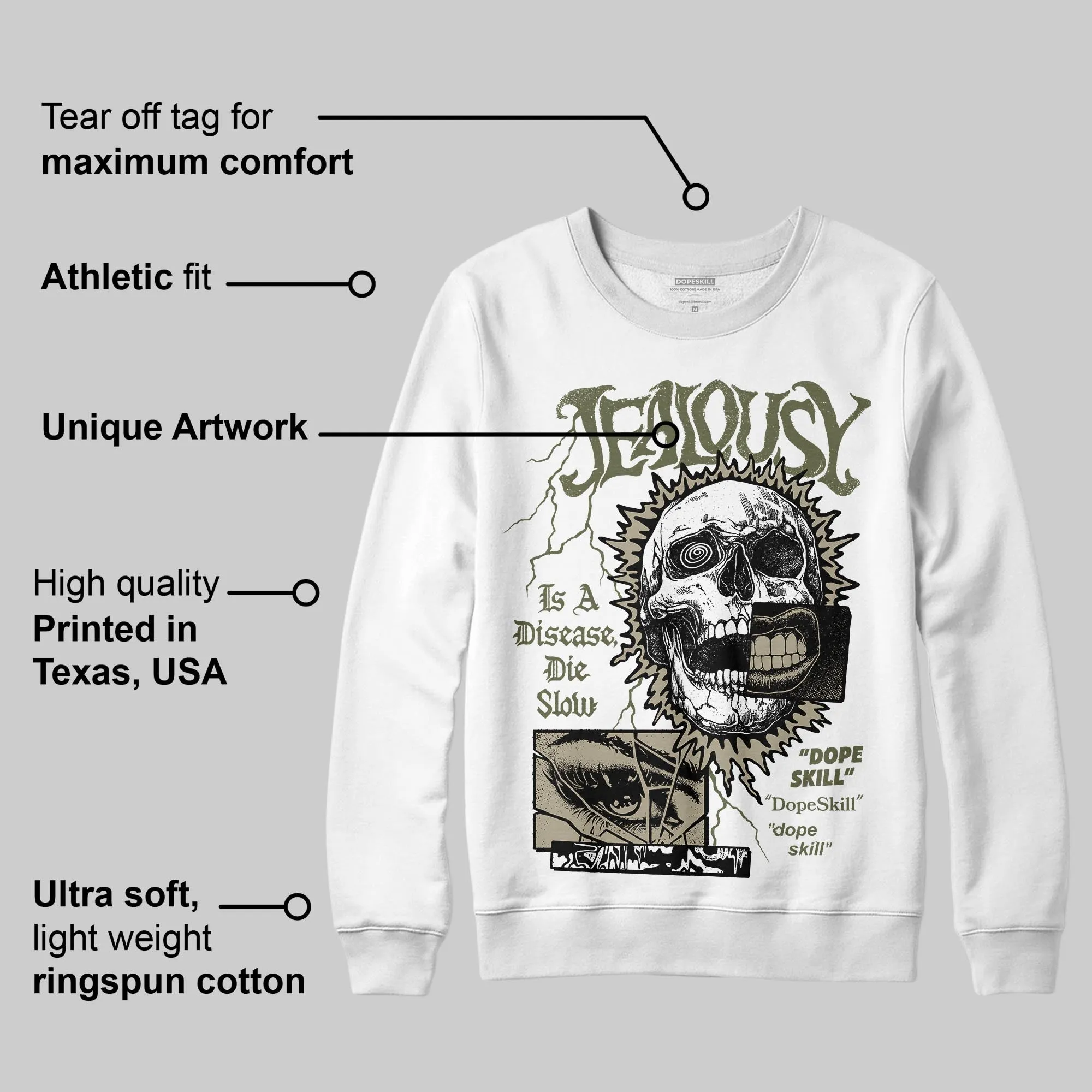 Olive Collection DopeSkill Sweatshirt Jealousy Graphic sold by DopeSkill product image thumbnail 3