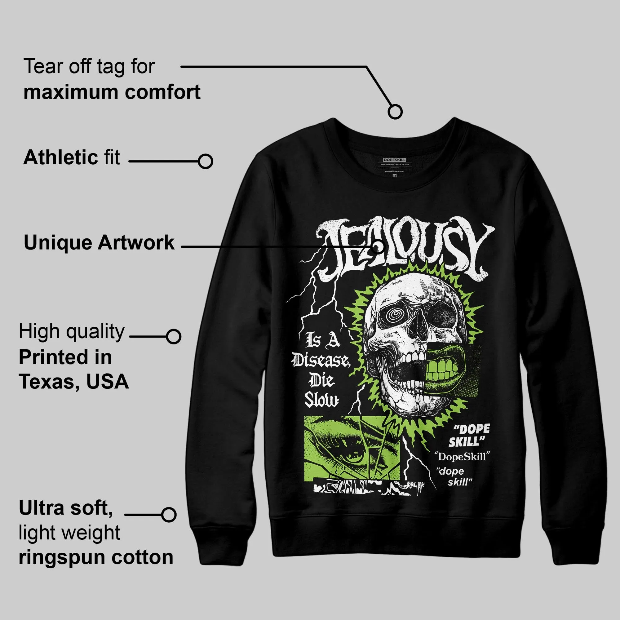 Neon Green Collection DopeSkill Sweatshirt Jealousy Graphic sold by DopeSkill product image thumbnail 3