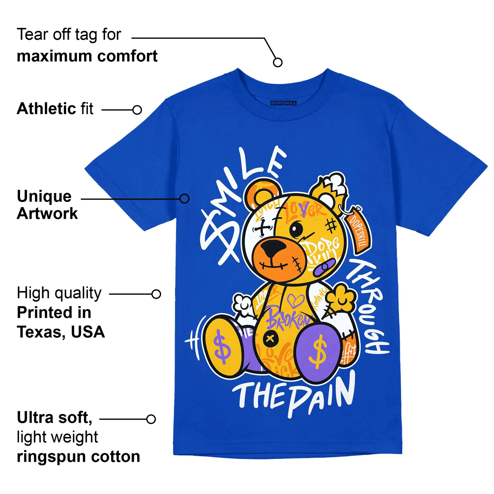 Royal Blue Collection DopeSkill Royal Blue T-shirt Smile Through The Pain Graphic sold by DopeSkill product image thumbnail 2