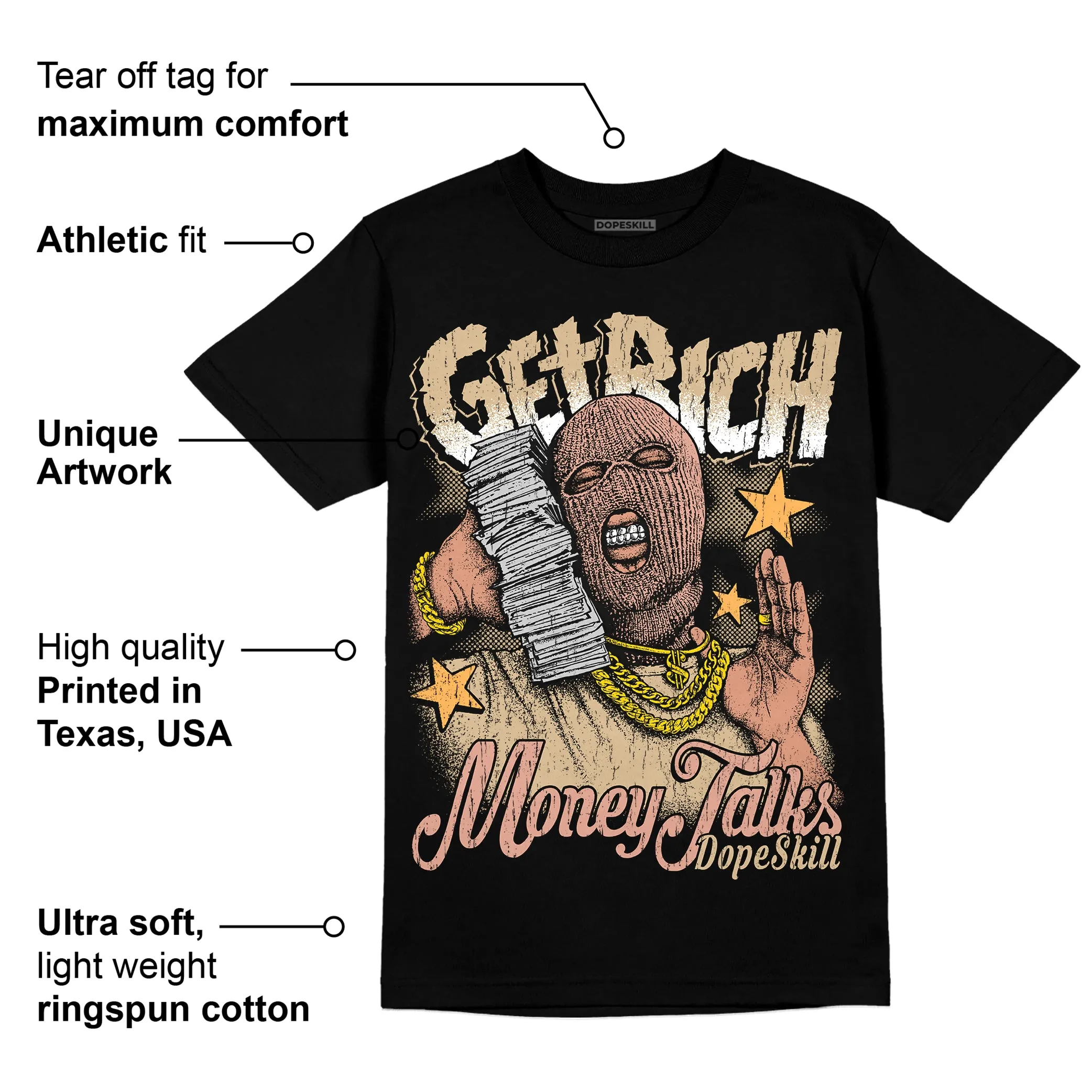 TAN Collection DopeSkill T-Shirt Get Rich Graphic sold by DopeSkill product image thumbnail 3