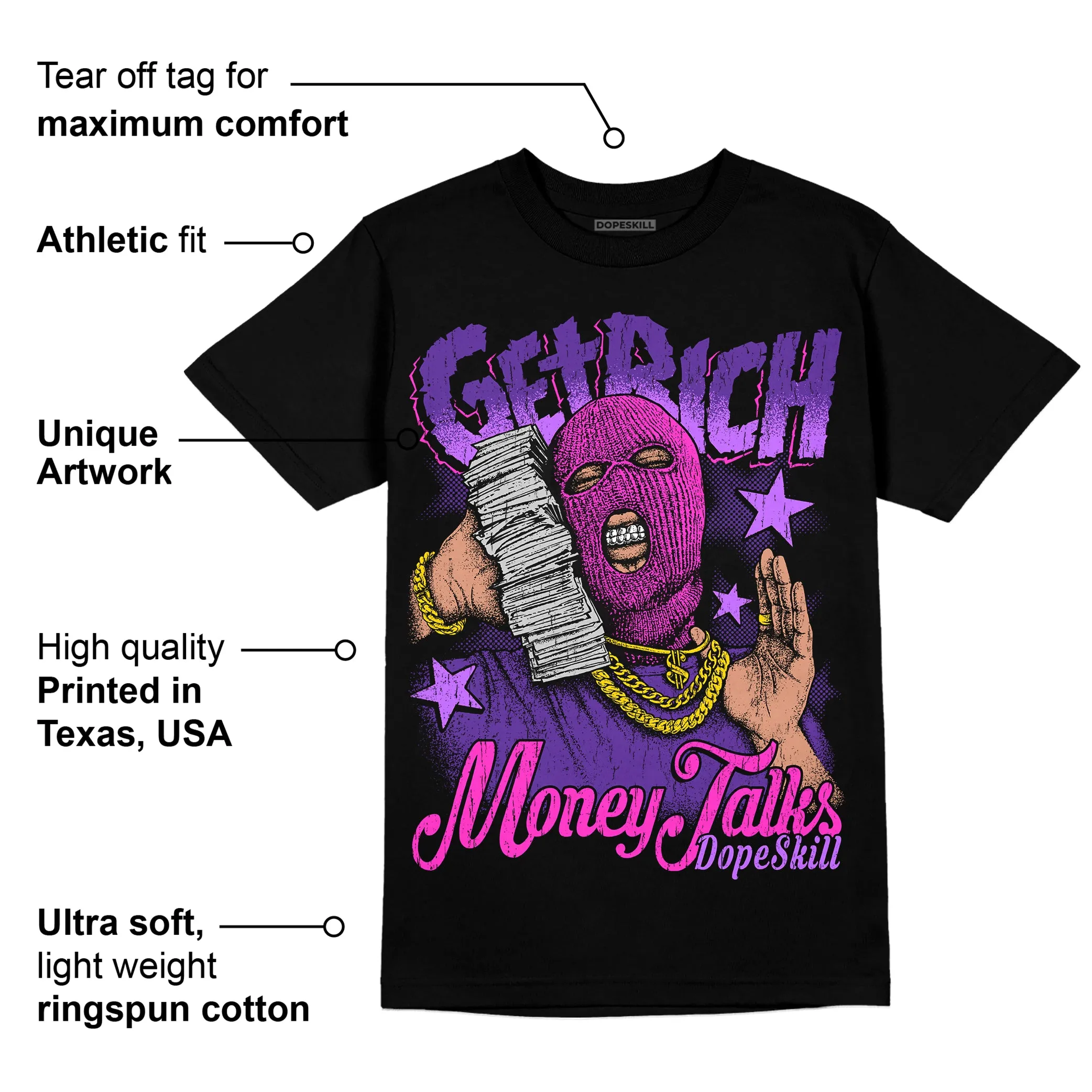 PURPLE Collection DopeSkill T-Shirt Get Rich Graphic sold by DopeSkill product image thumbnail 3