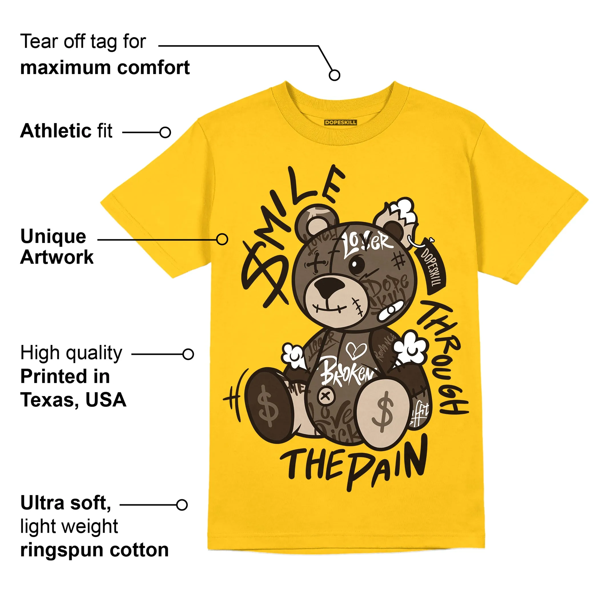 Yellow Collection DopeSkill Gold T-shirt Smile Through The Pain Graphic sold by DopeSkill product image thumbnail 2