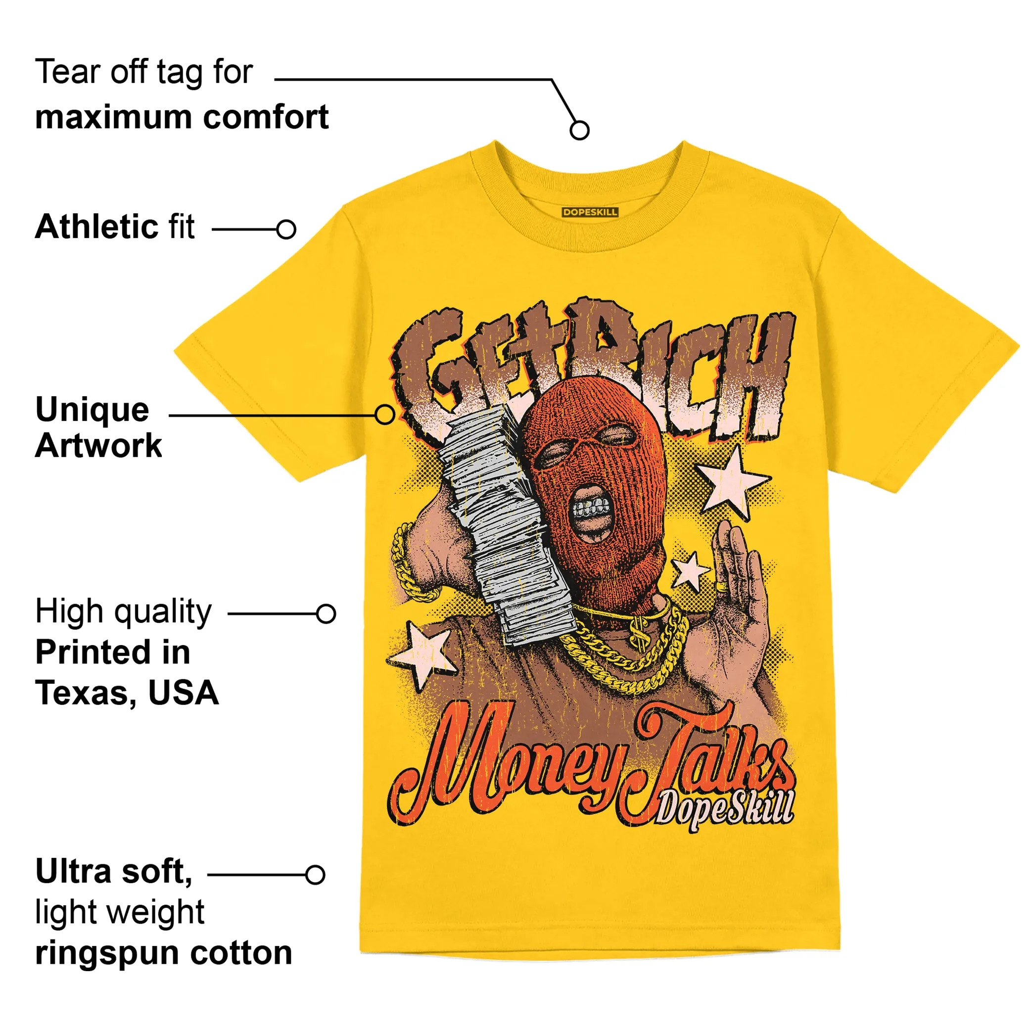 Yellow Collection DopeSkill Gold T-shirt Get Rich Graphic sold by DopeSkill product image thumbnail 2