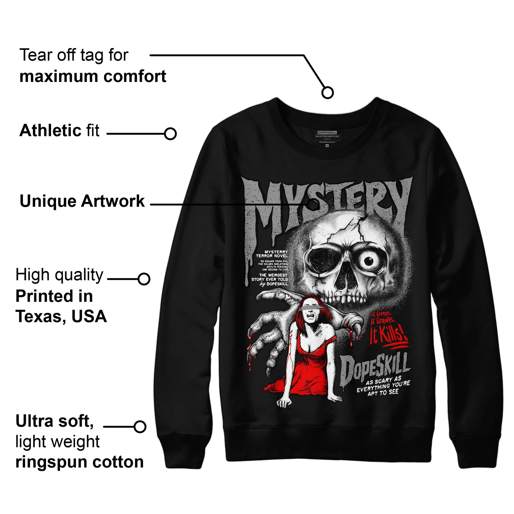 Black and White Collection DopeSkill Sweatshirt Mystery Ghostly Grasp Graphic sold by DopeSkill product image thumbnail 3