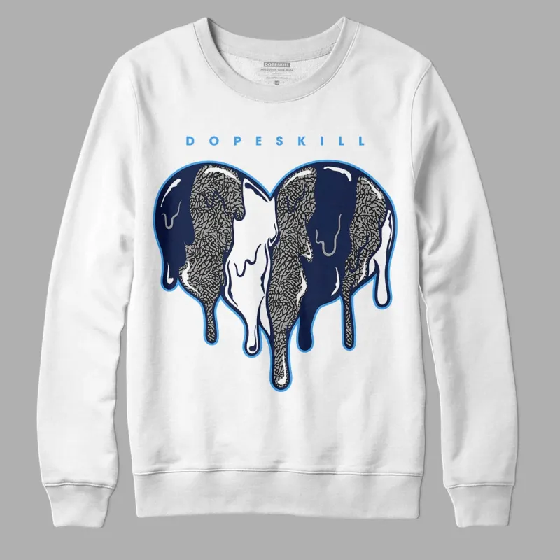 Midnight Navy 3s DopeSkill Sweatshirt Slime Drip Heart Graphic made by DopeSkill