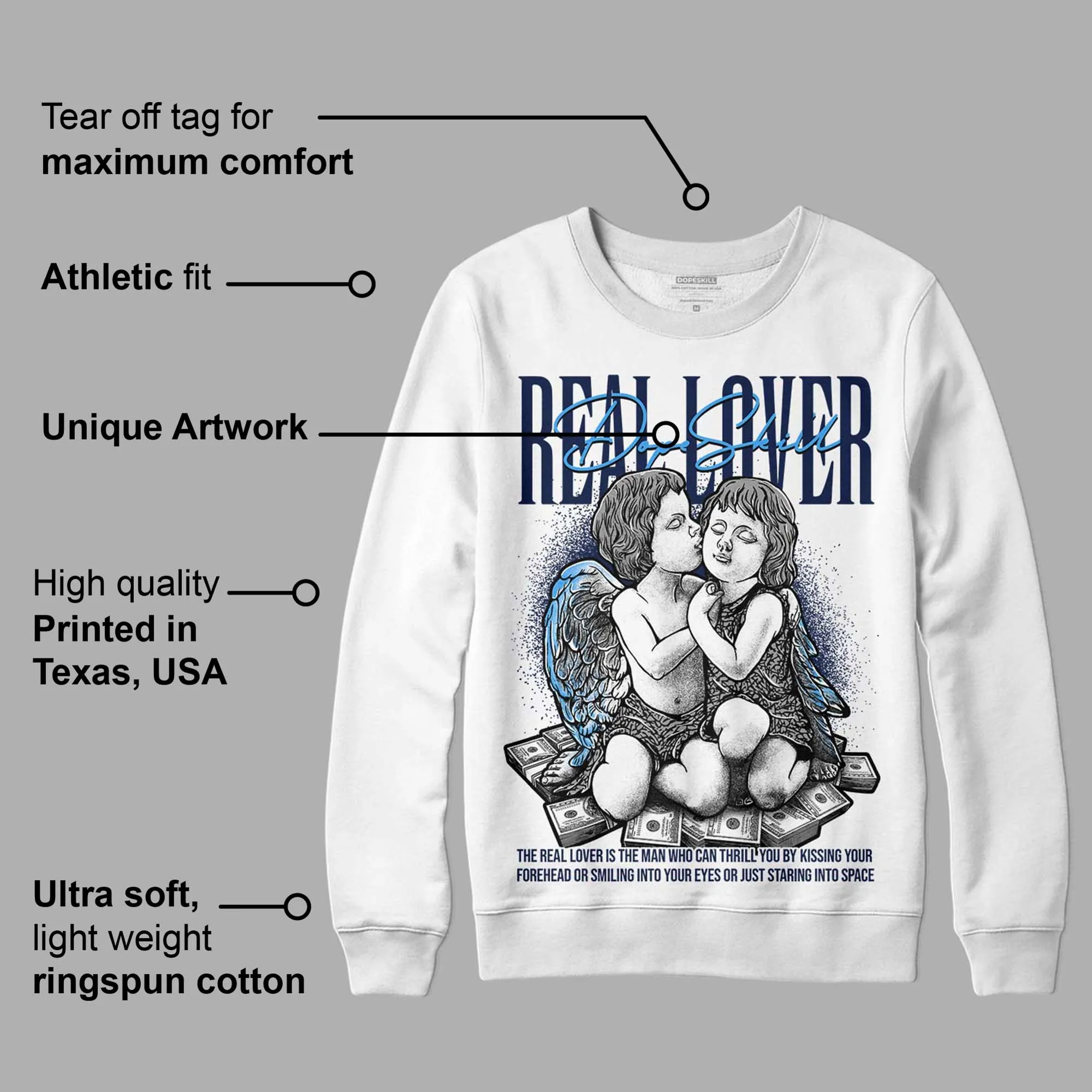 Midnight Navy 3s DopeSkill Sweatshirt Real Lover Graphic sold by DopeSkill product image thumbnail 3