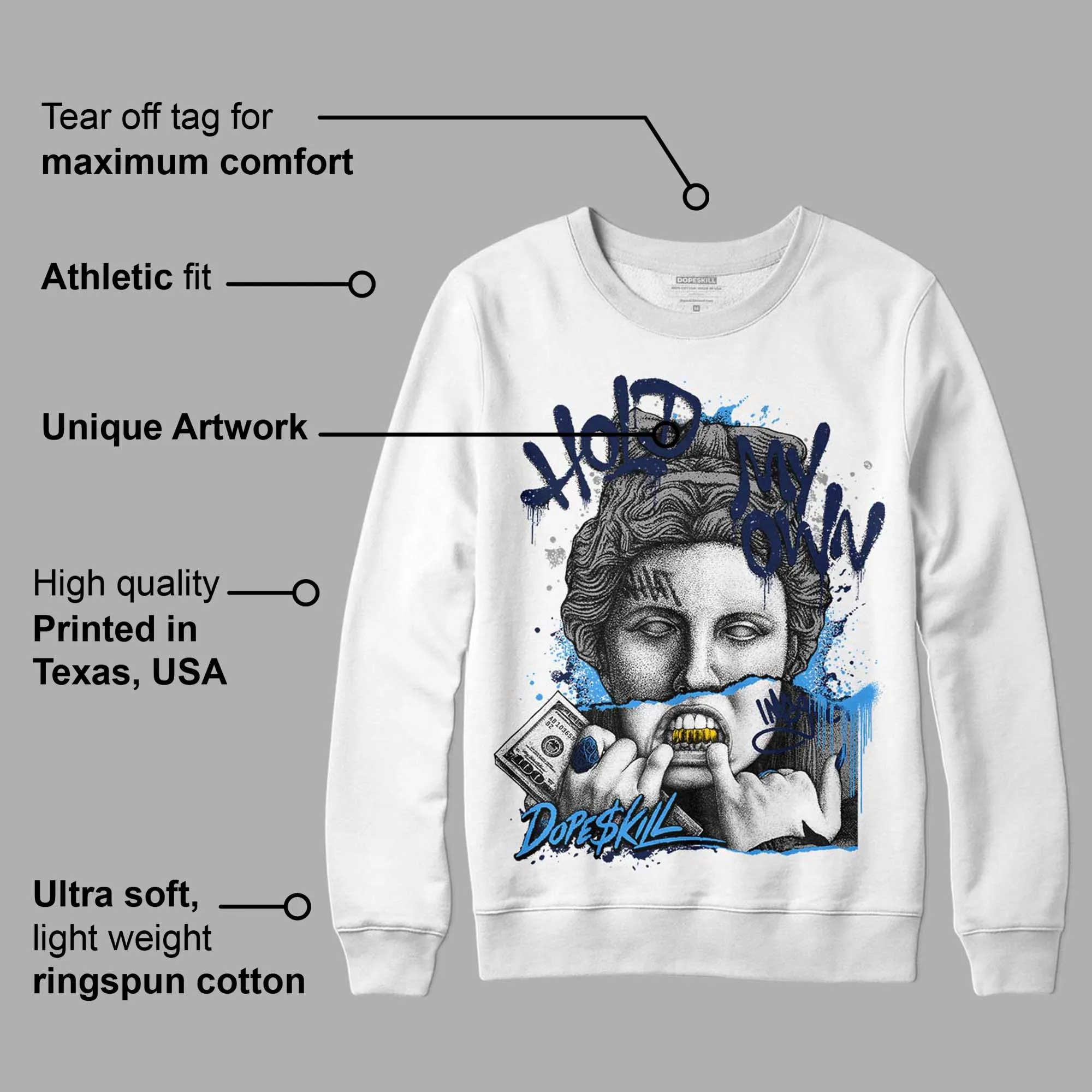 Midnight Navy 3s DopeSkill Sweatshirt Hold My Own Graphic sold by DopeSkill product image thumbnail 3