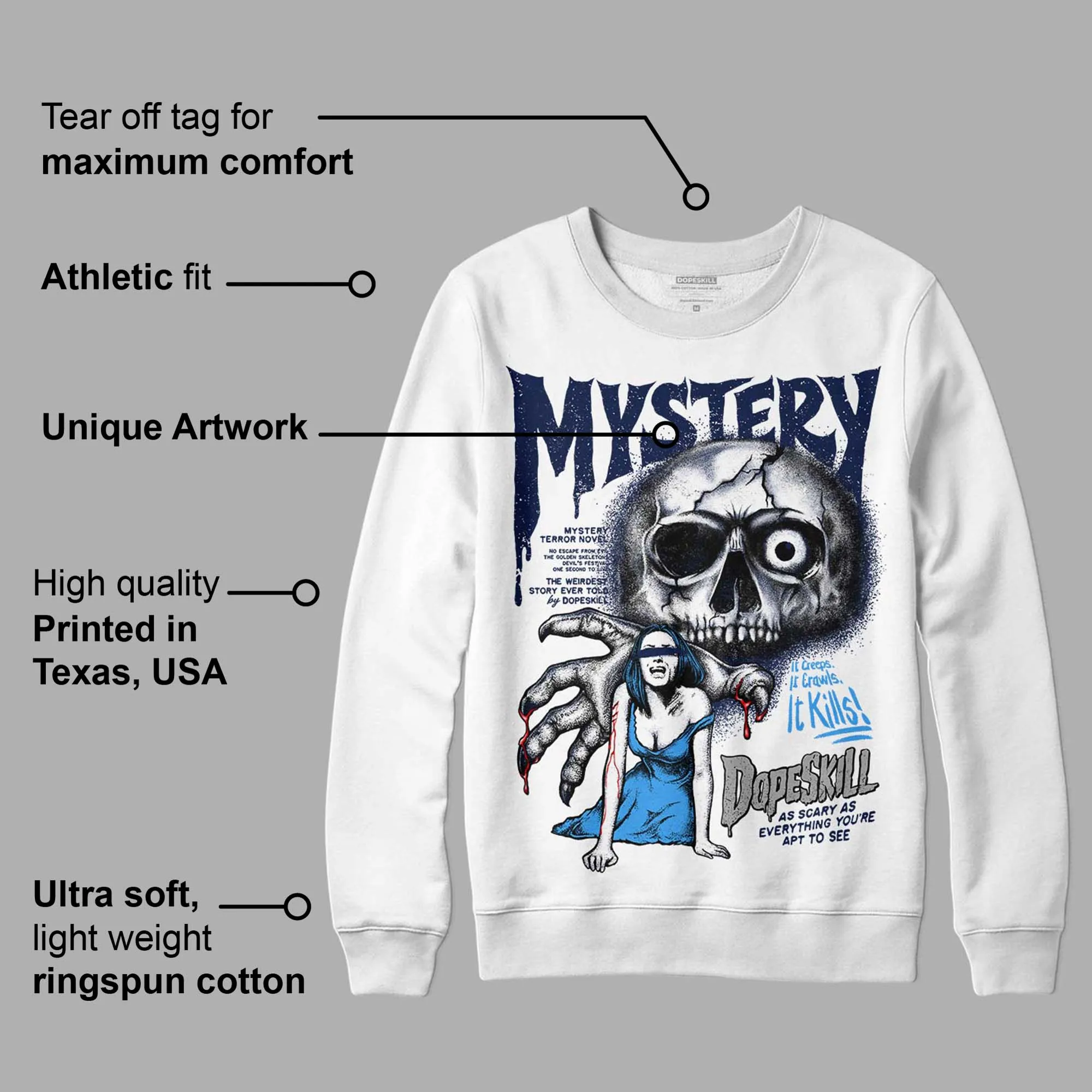 Midnight Navy 3s DopeSkill Sweatshirt Mystery Ghostly Grasp Graphic sold by DopeSkill product image thumbnail 3