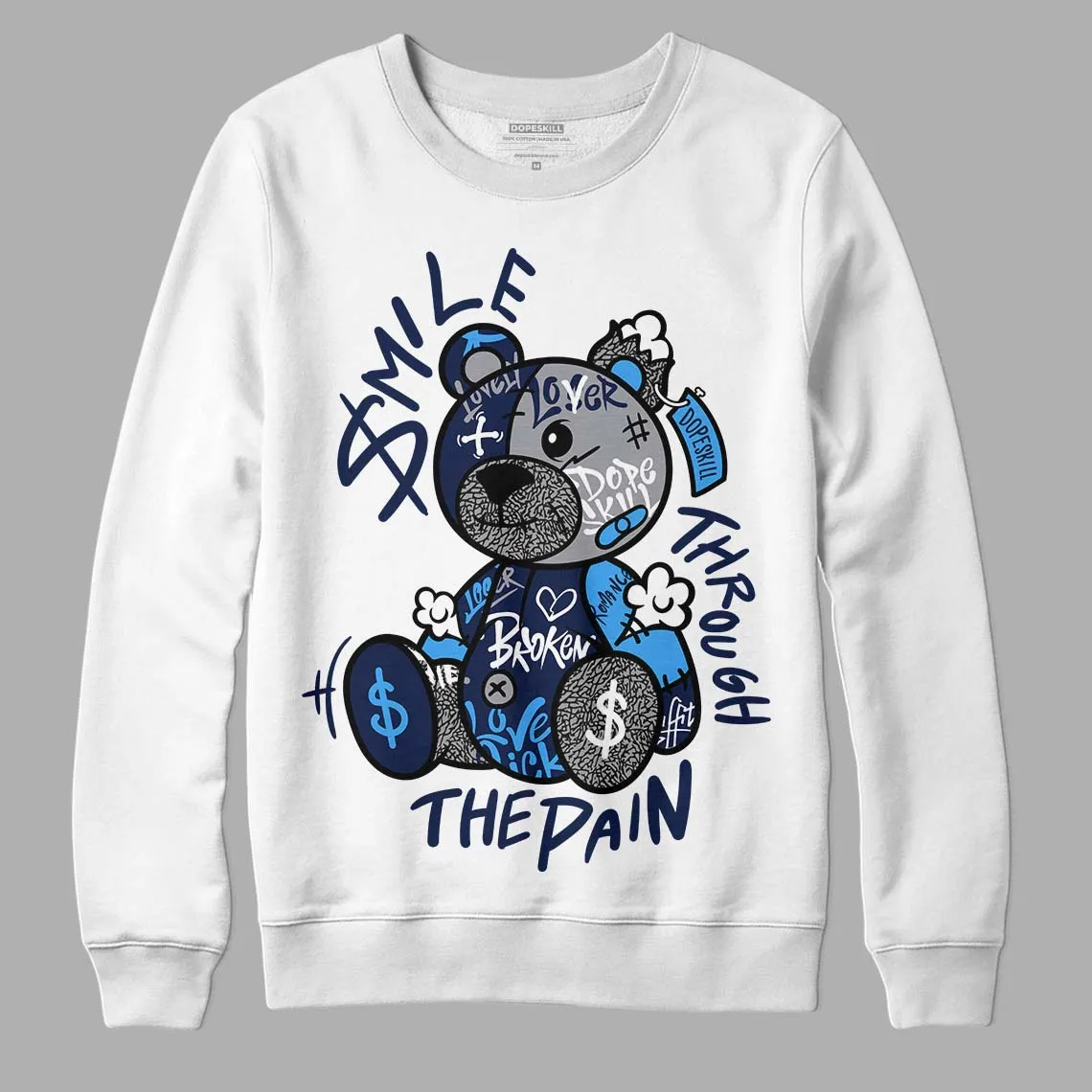 Midnight Navy 3s DopeSkill Sweatshirt Smile Through The Pain Graphic sold by DopeSkill