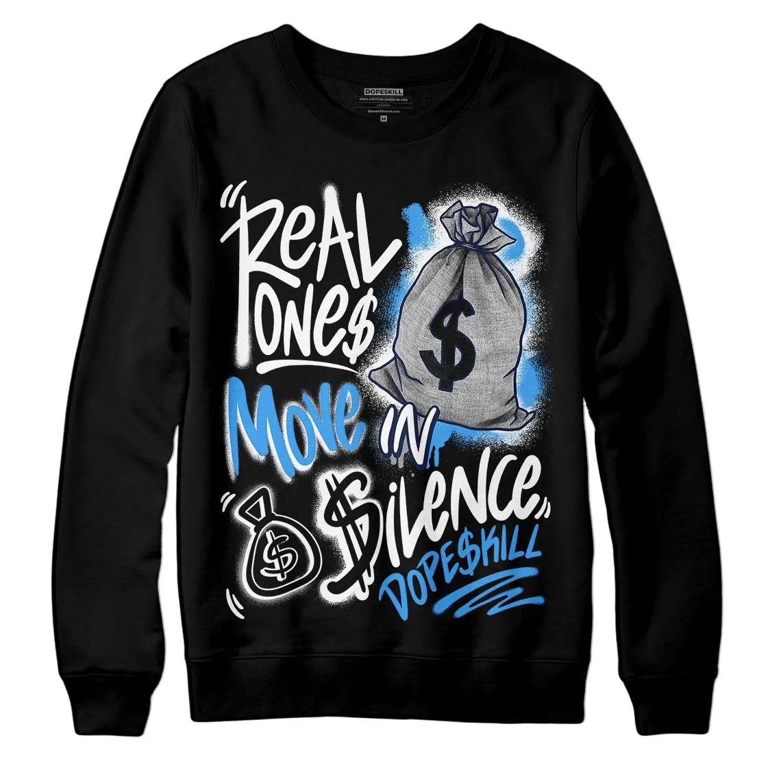 Midnight Navy 3s DopeSkill Sweatshirt Real Ones Move In Silence Graphic sold by DopeSkill product image thumbnail 2