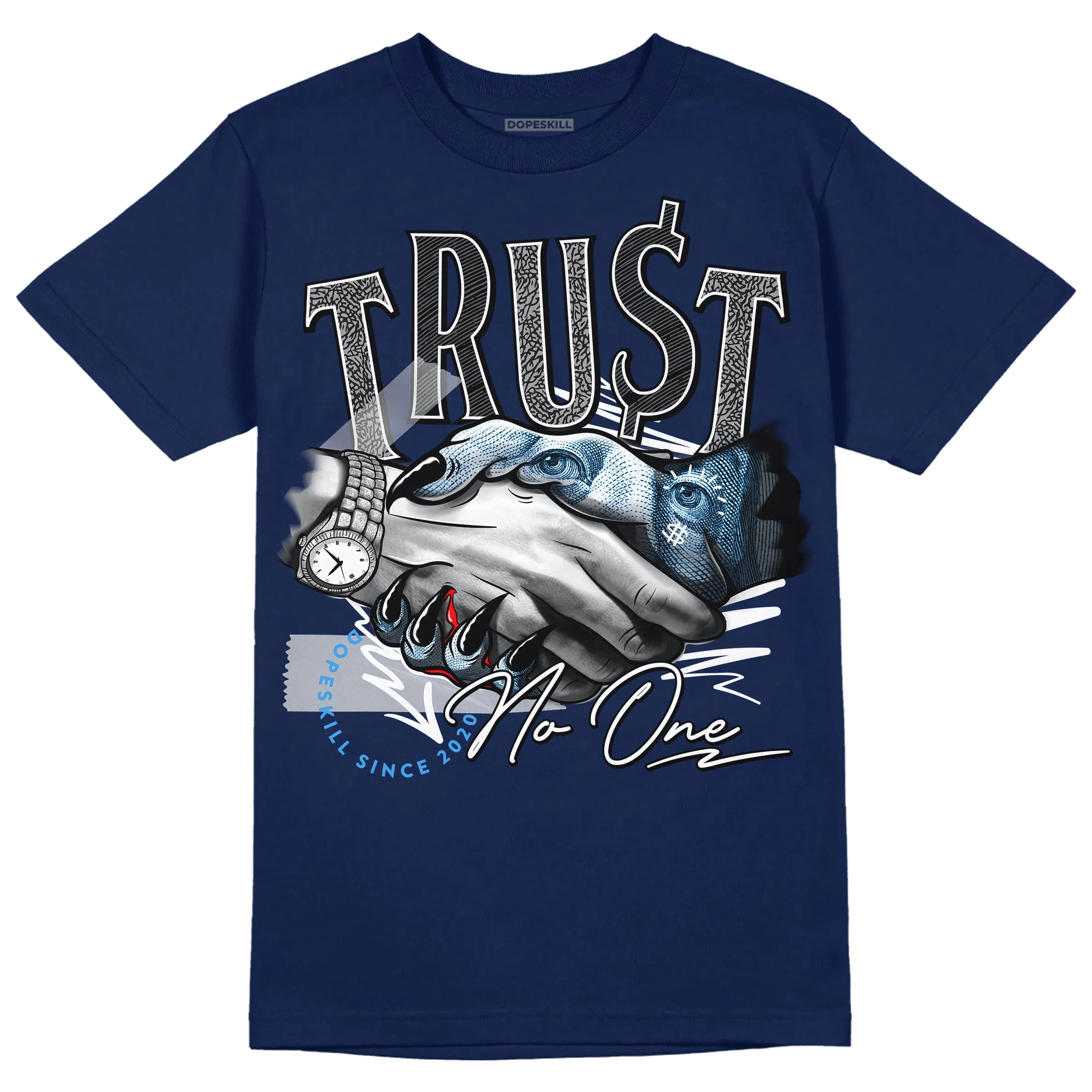 Midnight Navy 3s DopeSkill Navy T-shirt Trust No One Graphic sold by DopeSkill