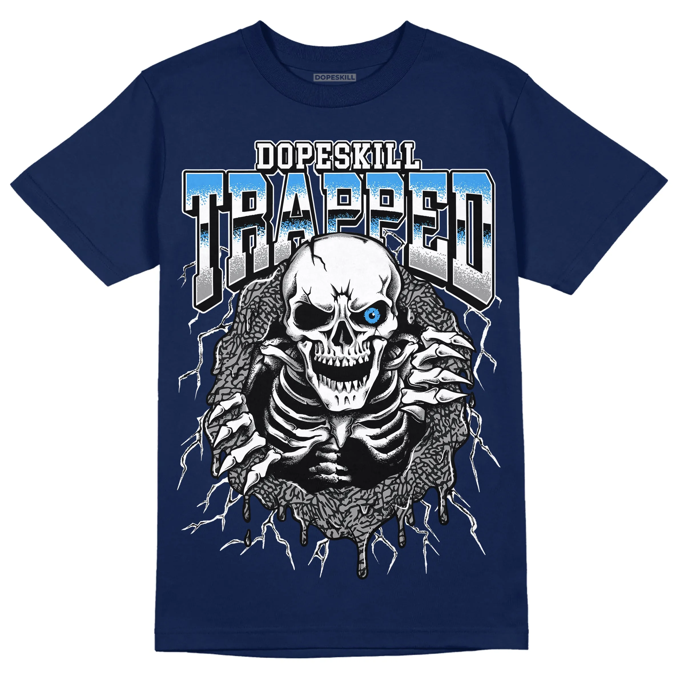 Midnight Navy 3s DopeSkill Navy T-shirt Trapped Halloween Graphic sold by DopeSkill